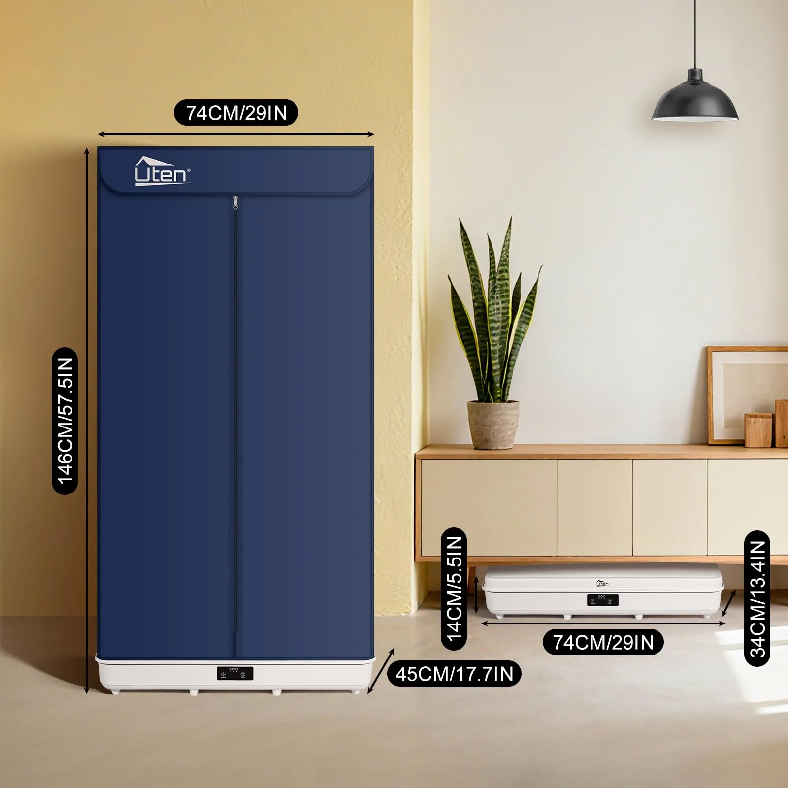 Uten Asciugatrice Elettrica Portatile 1500W, Pieghevole con Timer e Contenitore - immagine 2