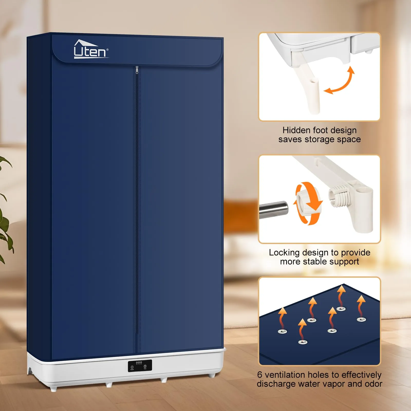 Uten Asciugatrice Elettrica Portatile 1500W, Pieghevole con Timer e Contenitore - immagine 4