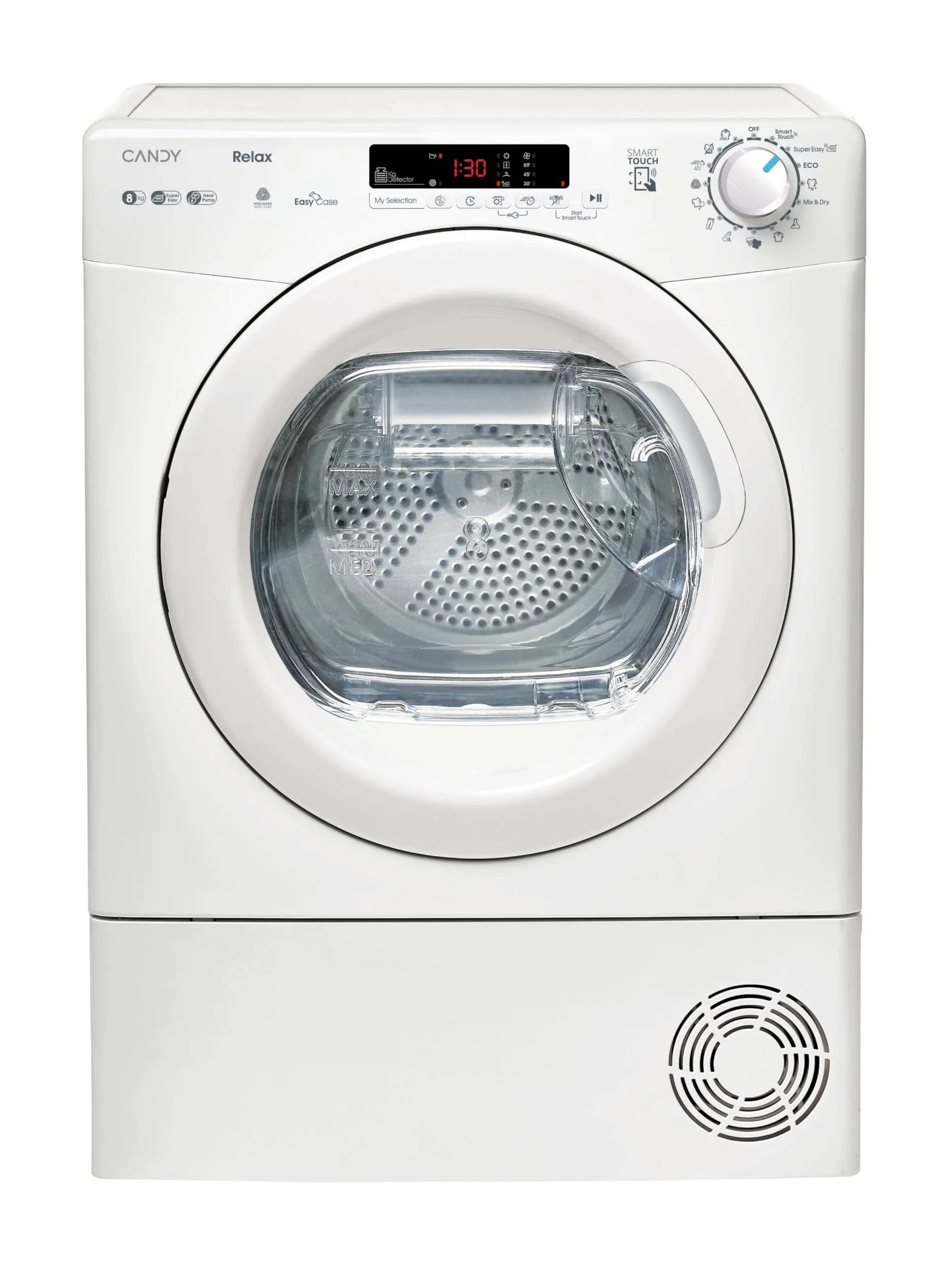 Candy Smart CR EH8N1DE-S Asciugatrice a Pompa di Calore, 8 kg, Bianco, Classe E - immagine 1