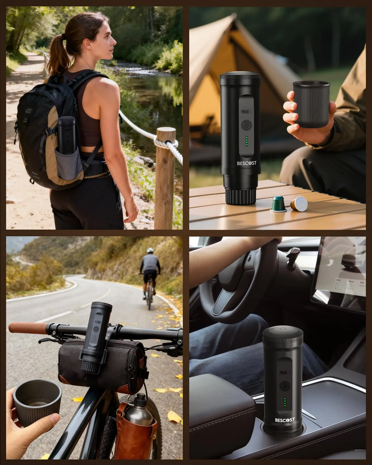 BESCOST Macchina Caffè Portatile CF-H03Pro, 20 Bar, Batteria 9600mAh USB-C, Compatibile con Capsule NS e Caffè Macinato - immagine 7