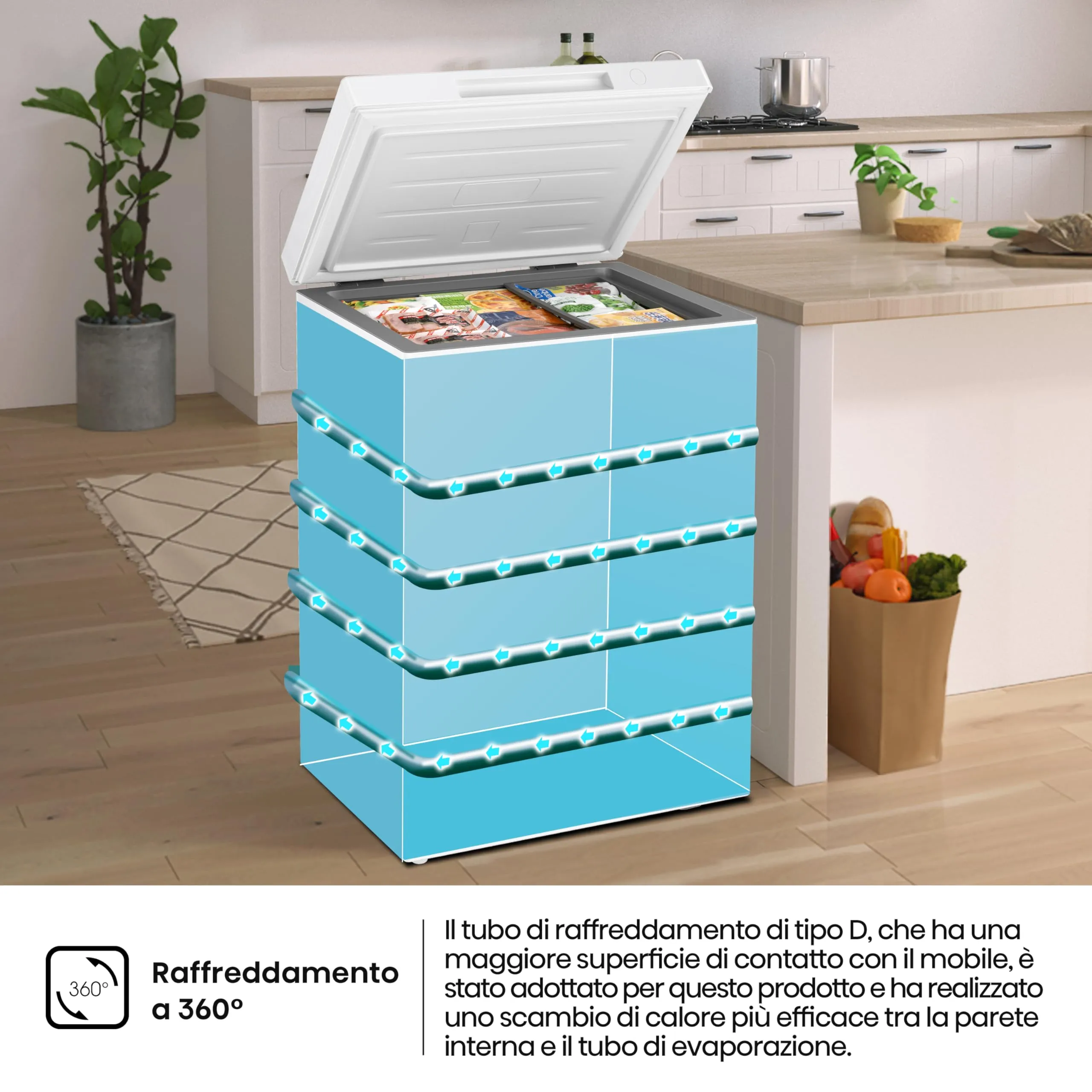 Hisense FT100N1BWE Congelatore a Pozzetto 97 litri, Bianco - immagine 4