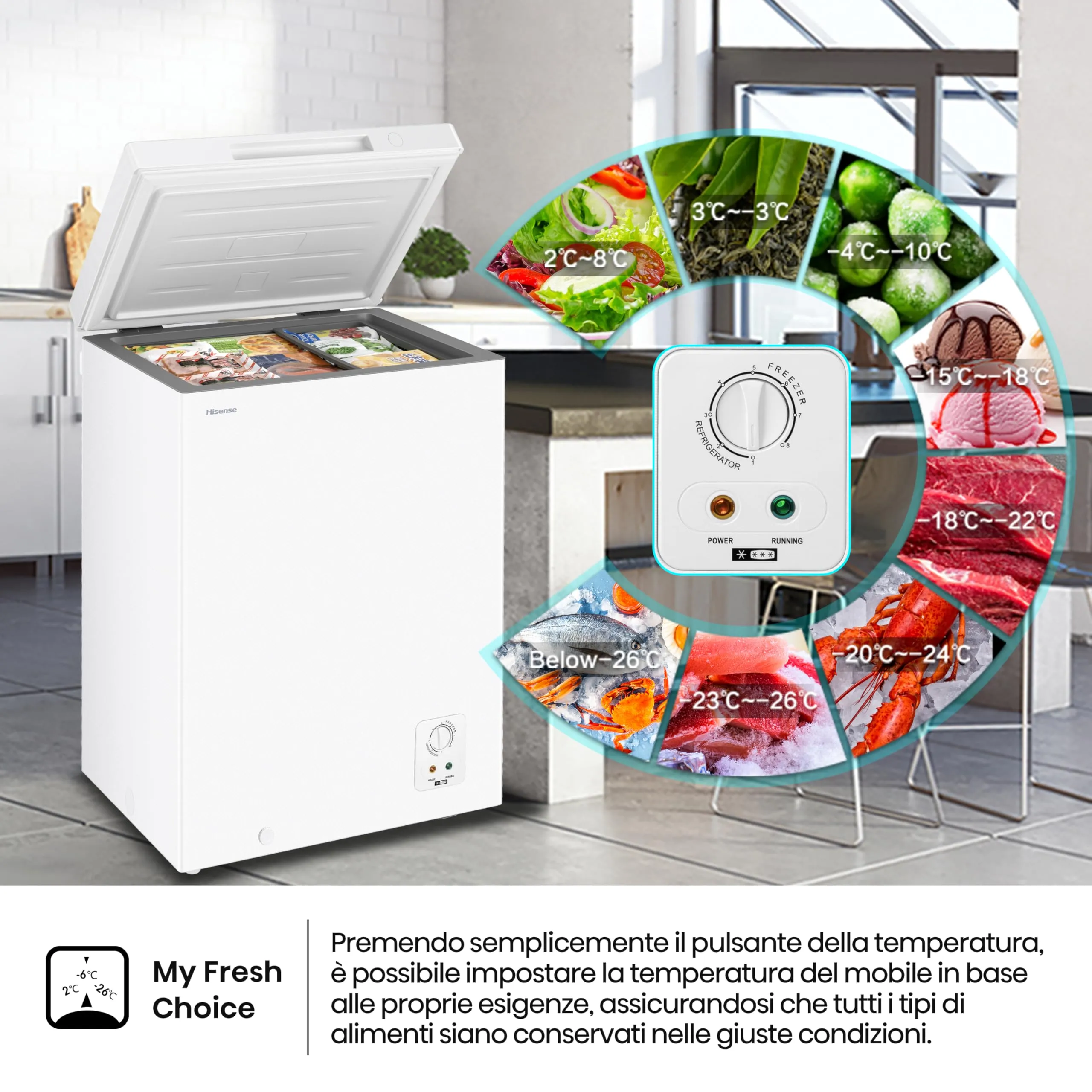 Hisense FT100N1BWE Congelatore a Pozzetto 97 litri, Bianco - immagine 5