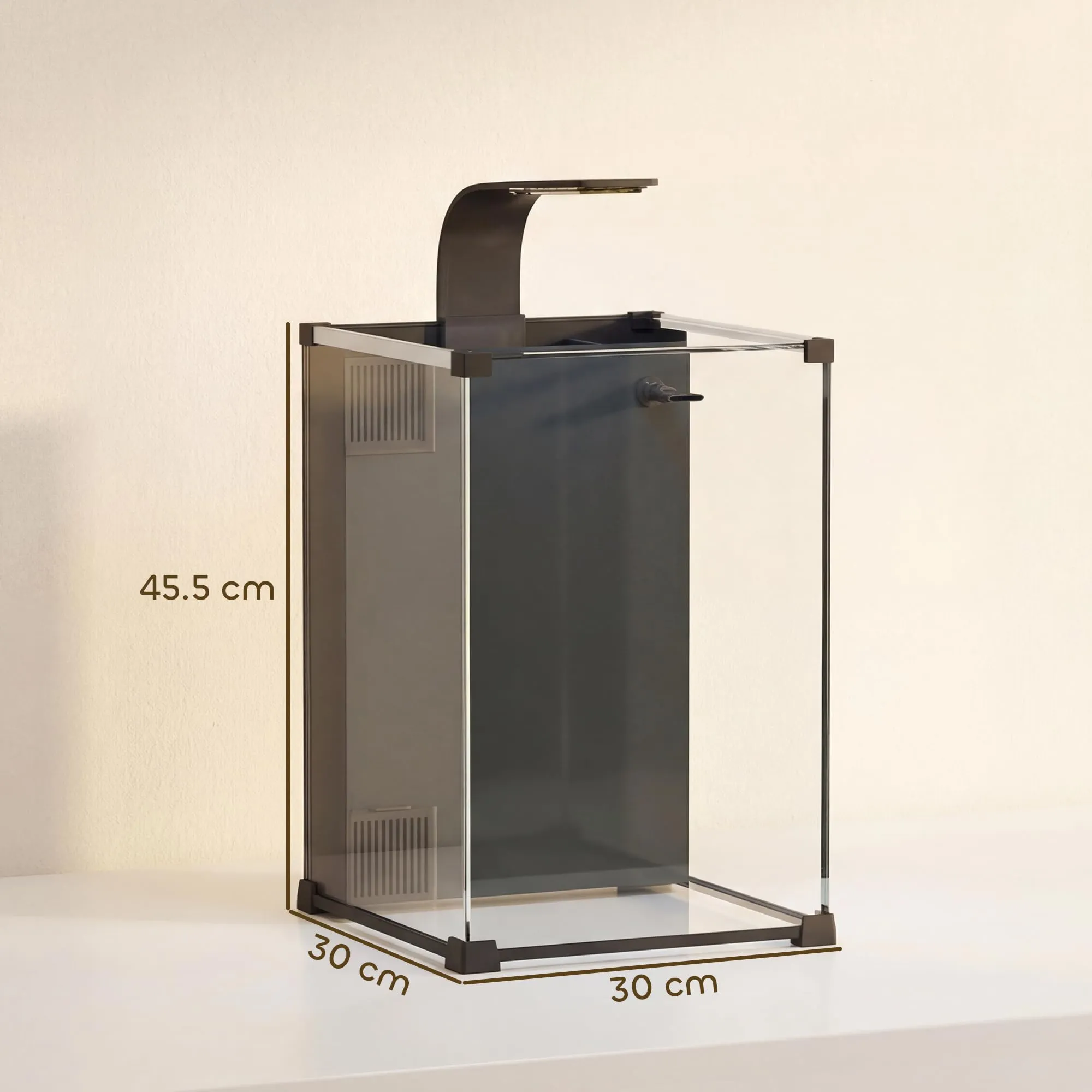 PawHut Acquario in Vetro Temperato 36L Trasparente 30x30x45.5 cm Nero - immagine 7