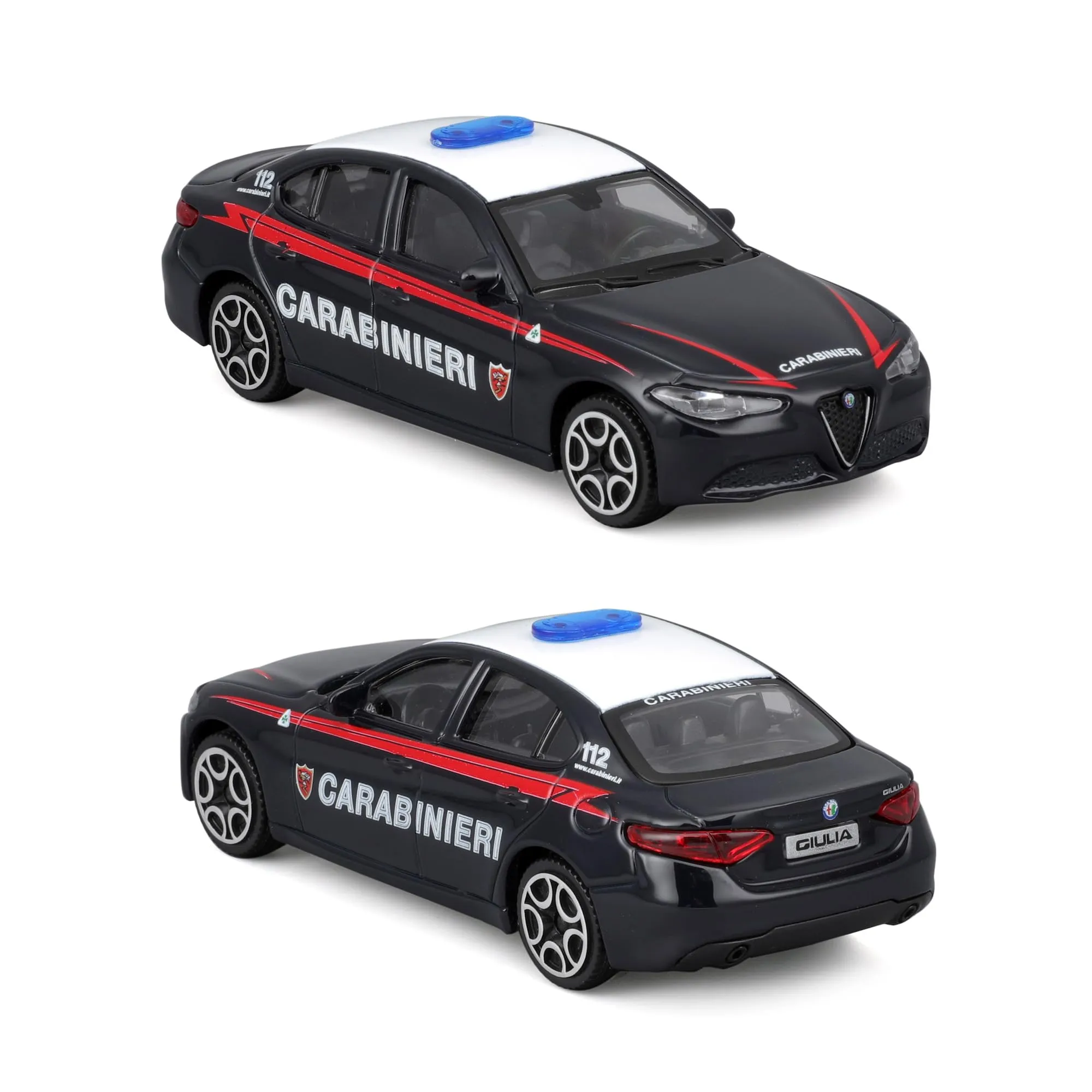 Bburago Alfa Romeo Giulia e Tonale Carabinieri, Scala 1:43, Set Doppio Diecast - immagine 4