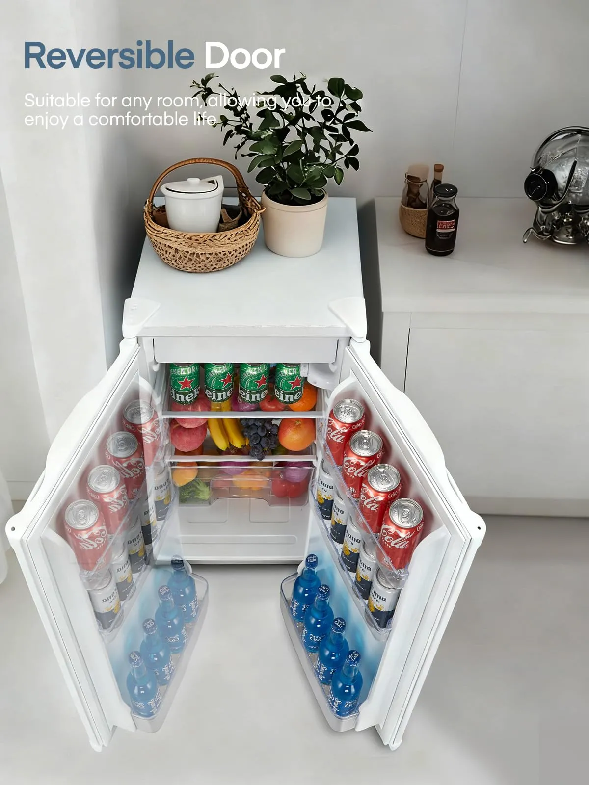 FOHERE Frigorifero Piccolo 91L con Freezer BC-90, Bianco - immagine 7