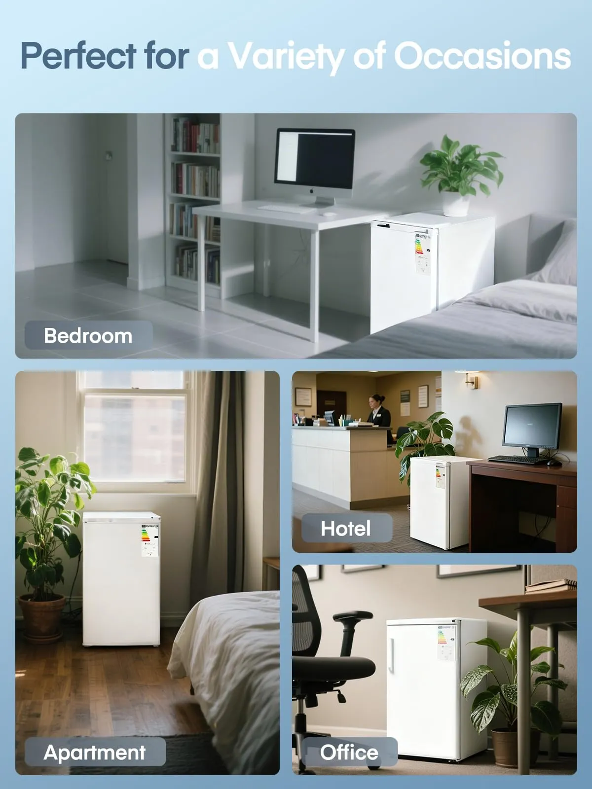 FOHERE Frigorifero Piccolo 91L con Freezer BC-90, Bianco - immagine 8