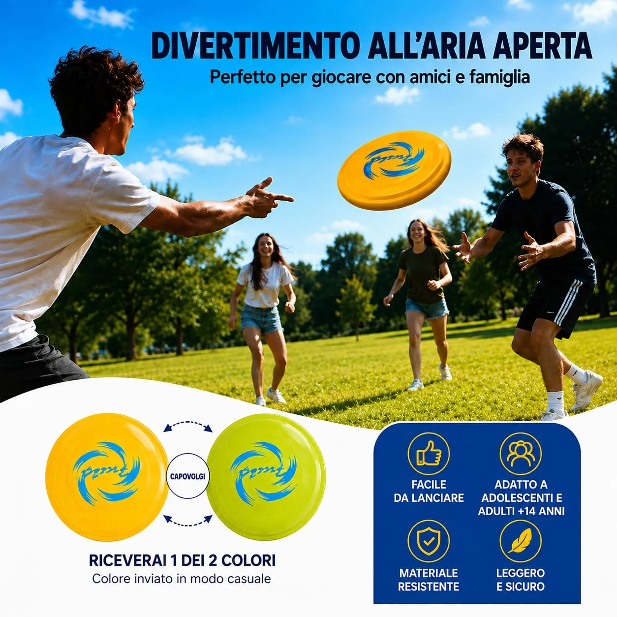OTHERWISETRIVIAL Disco Volante Frisbee 23cm, Colore Casuale, 1 Pezzo - immagine 5