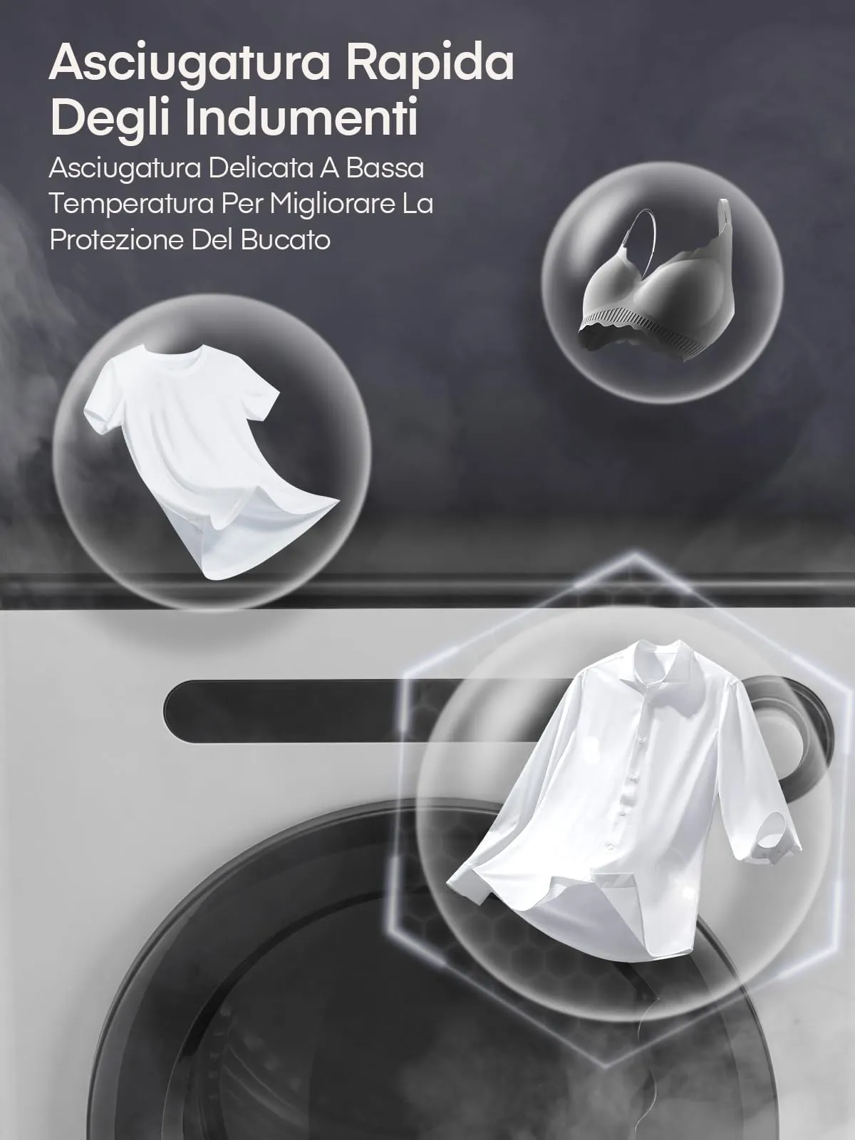 FOHERE Asciugatrice Portatile MDM-GYJ, 4kg, 1200W, Classe C, 6 Programmi, Bianco - immagine 5