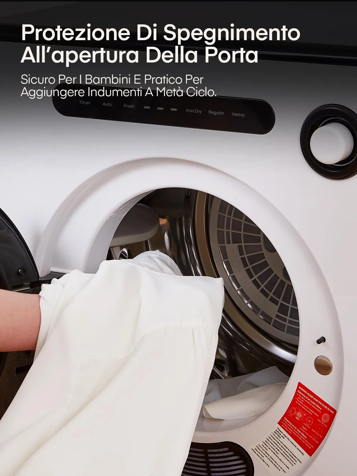 FOHERE Asciugatrice Portatile MDM-GYJ, 4kg, 1200W, Classe C, 6 Programmi, Bianco - immagine 9