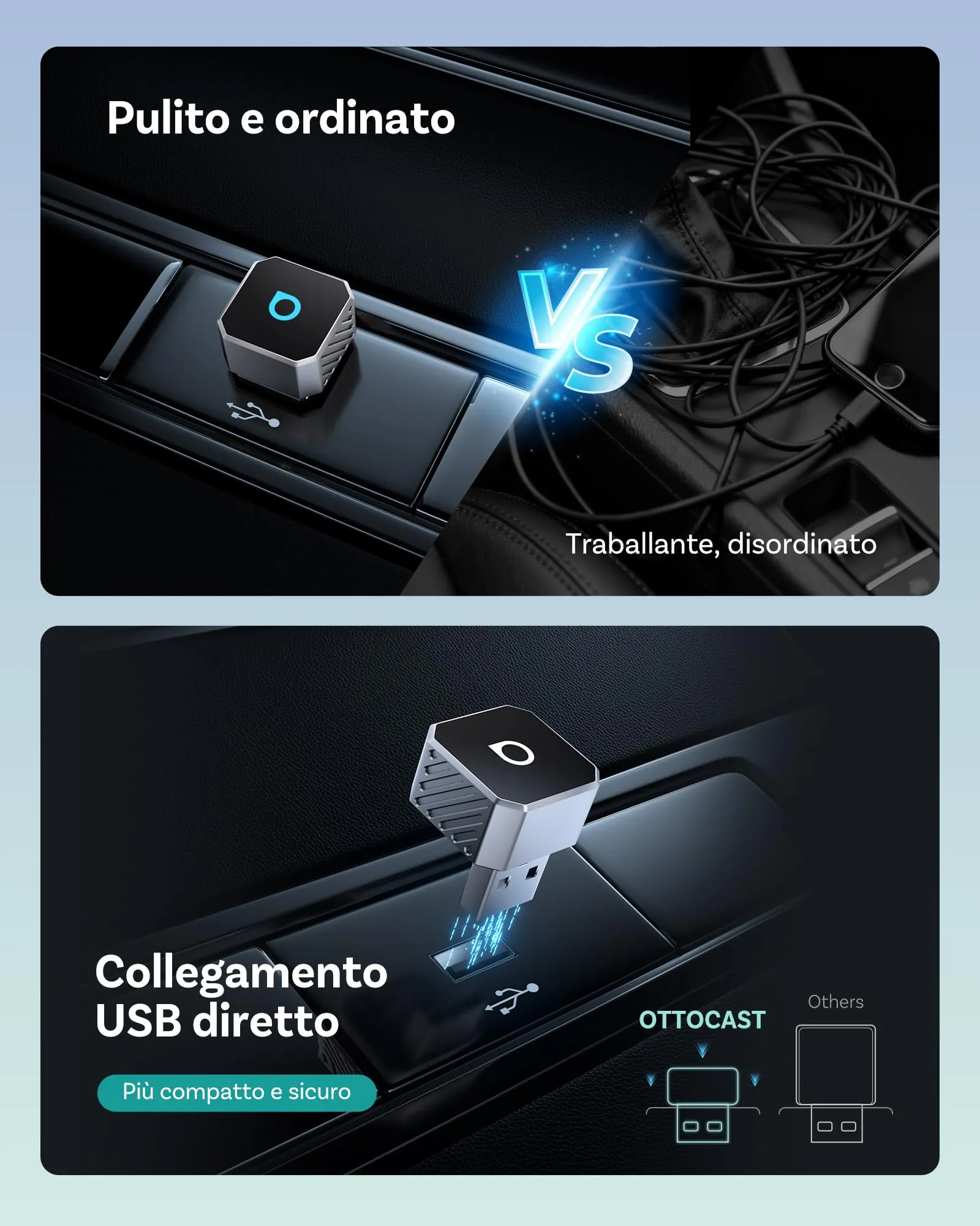Ottocast Mini Cube 2 in 1 Wireless CarPlay & Android Auto Adapter - immagine 7