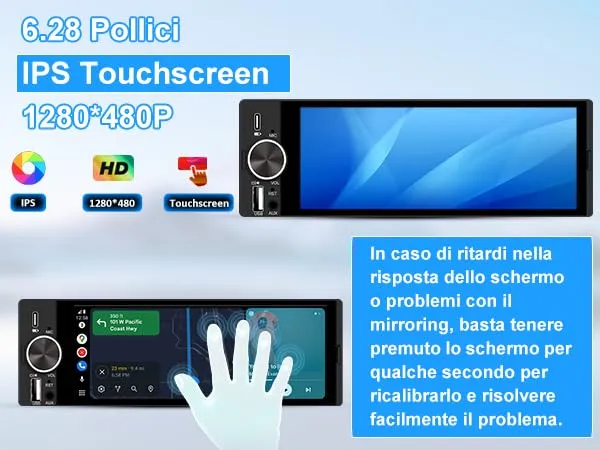 Hexinex Autoradio 1 DIN 6,28 pollici con CarPlay e Android Auto - immagine 4