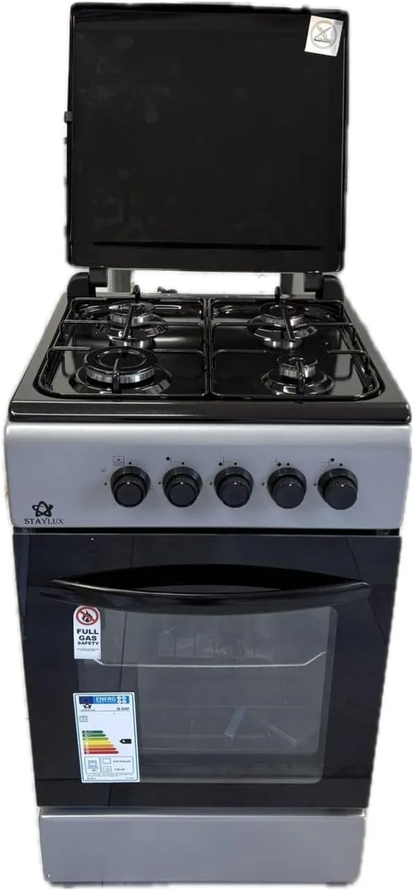 Staylux Cucina a Gas 4 Fuochi con Forno 50 x 50 cm Nero Grigio con Coperchio 55-G40F - immagine 3