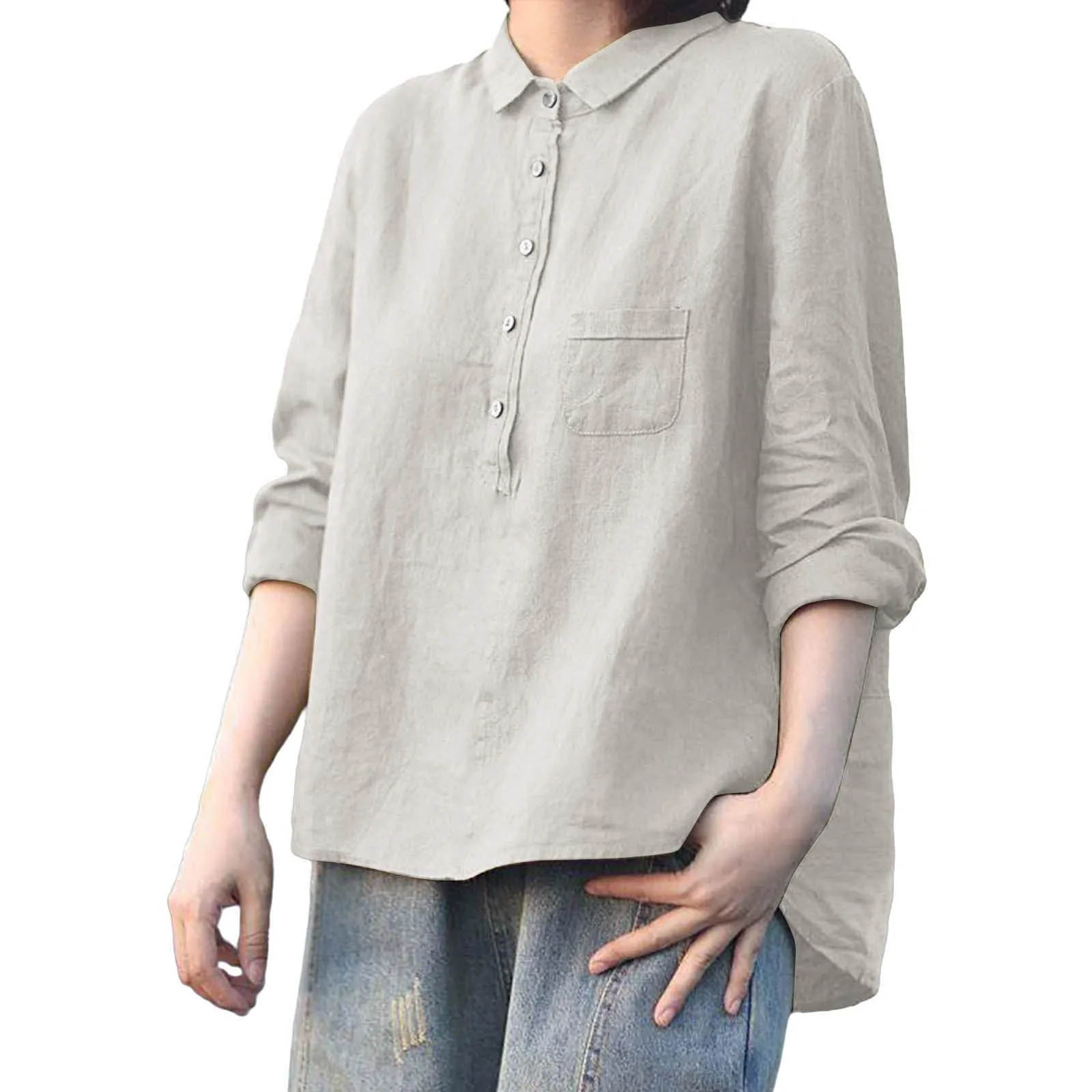 Cocila Camicia Donna Viscosa Elegante Grigio Perla - immagine 5