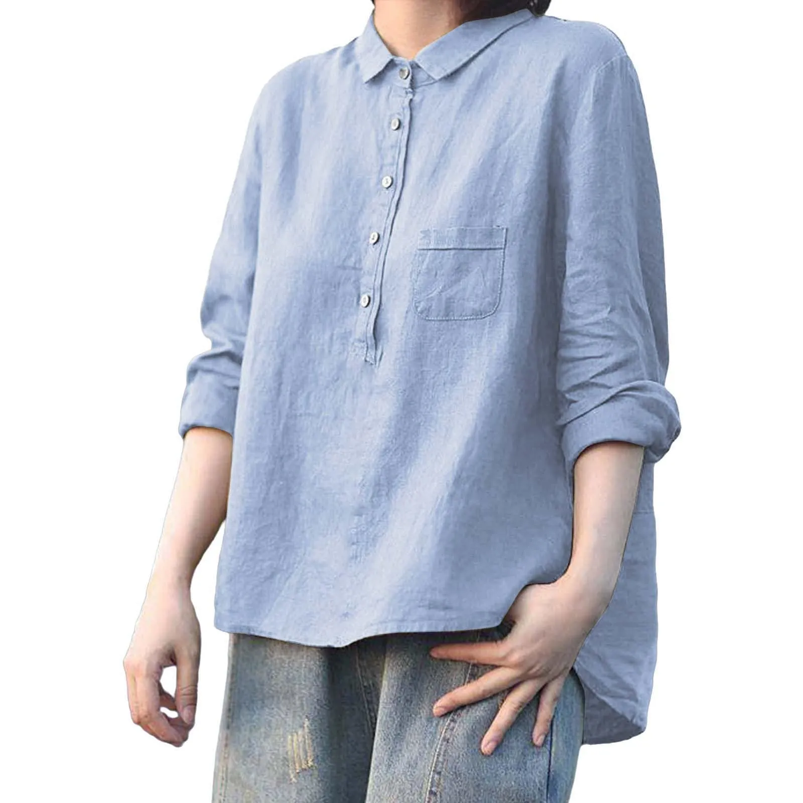 Cocila Camicia Donna Sfiancata Elegante in Viscosa Bianca, Manica Larga, Stile Hippie - immagine 5