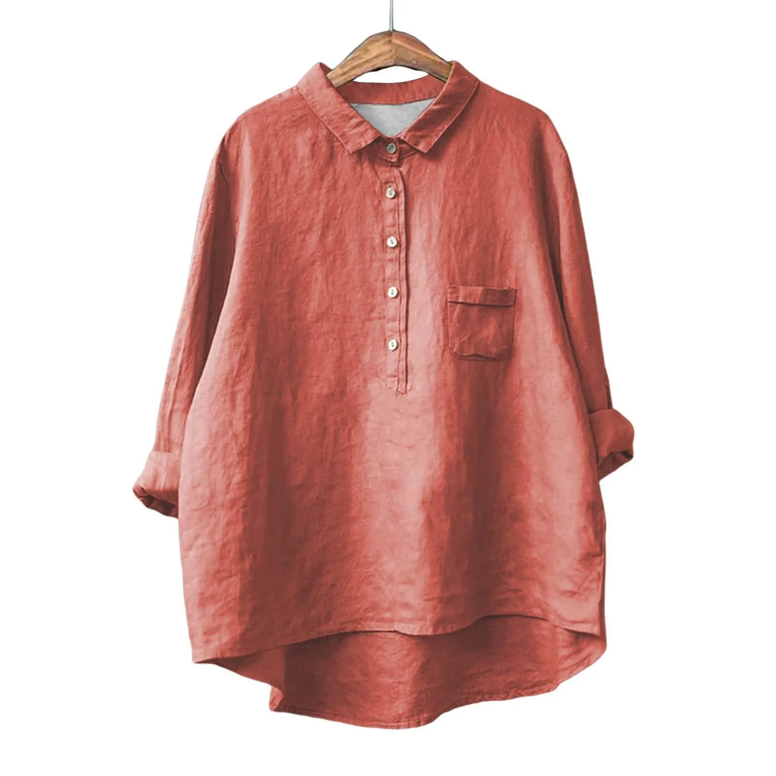 Cocila Camicia Scollo a V Donna Elegante in Raso Rossa Taglia 5XL - immagine 5