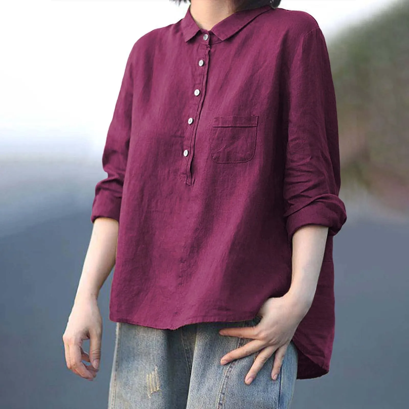 Cocila Camicia Donna in Cotone a Maniche Corte Verde Petrolio - immagine 2