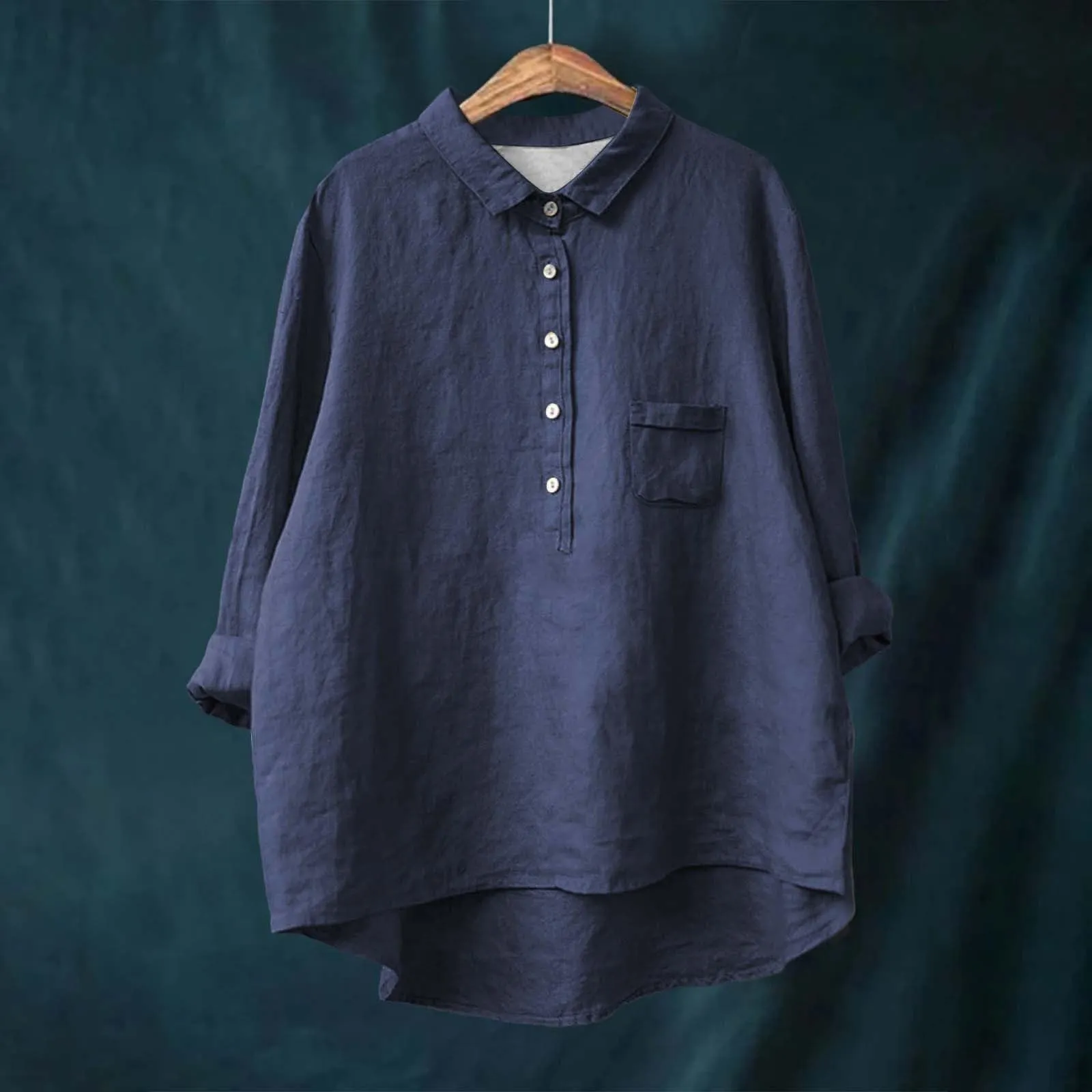 Cocila Camicia Donna Elegante in Cotone e Lino - immagine 2