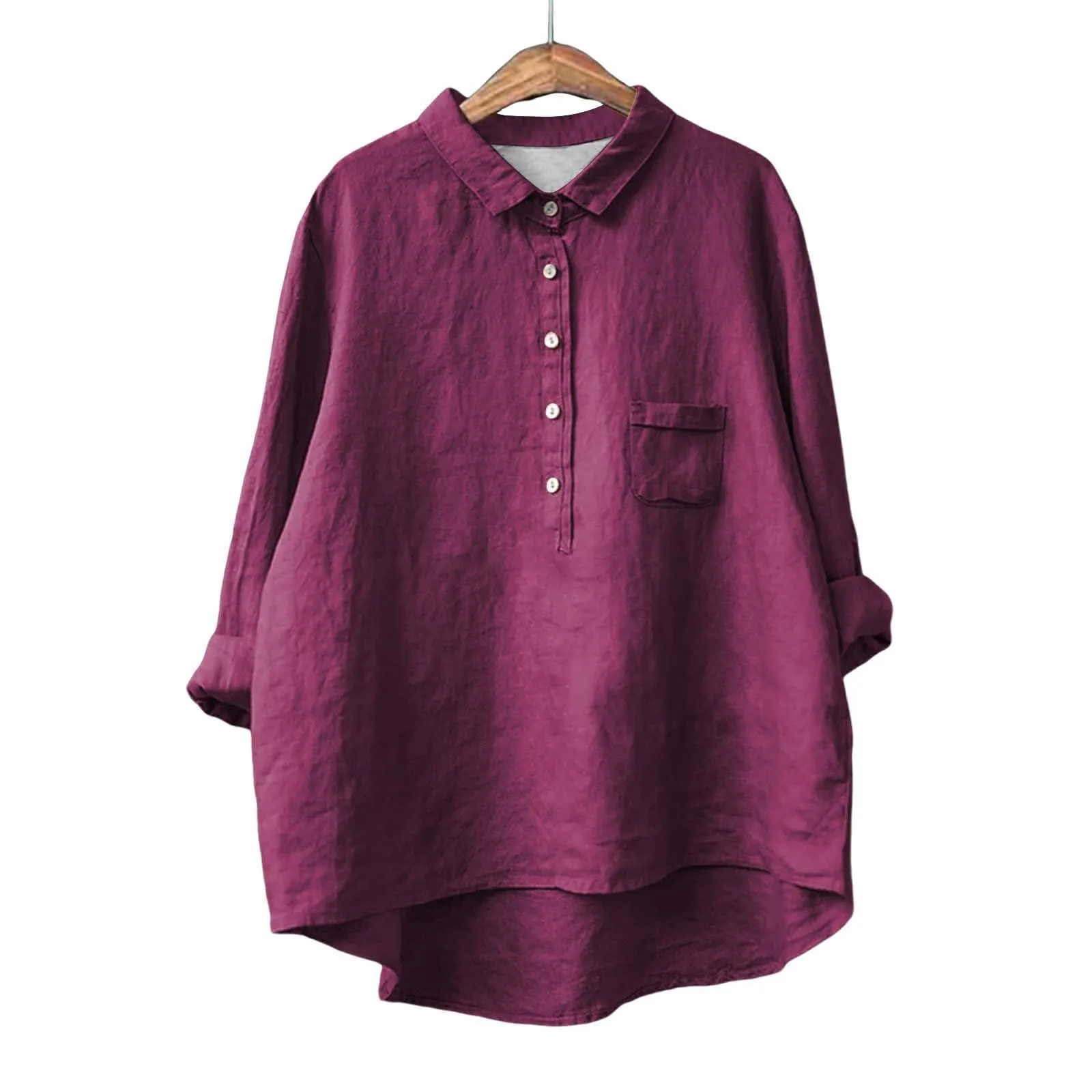 Cocila Blusa Donna Elegante in Raso Manica Tre Quarti Taglie Forti - immagine 5