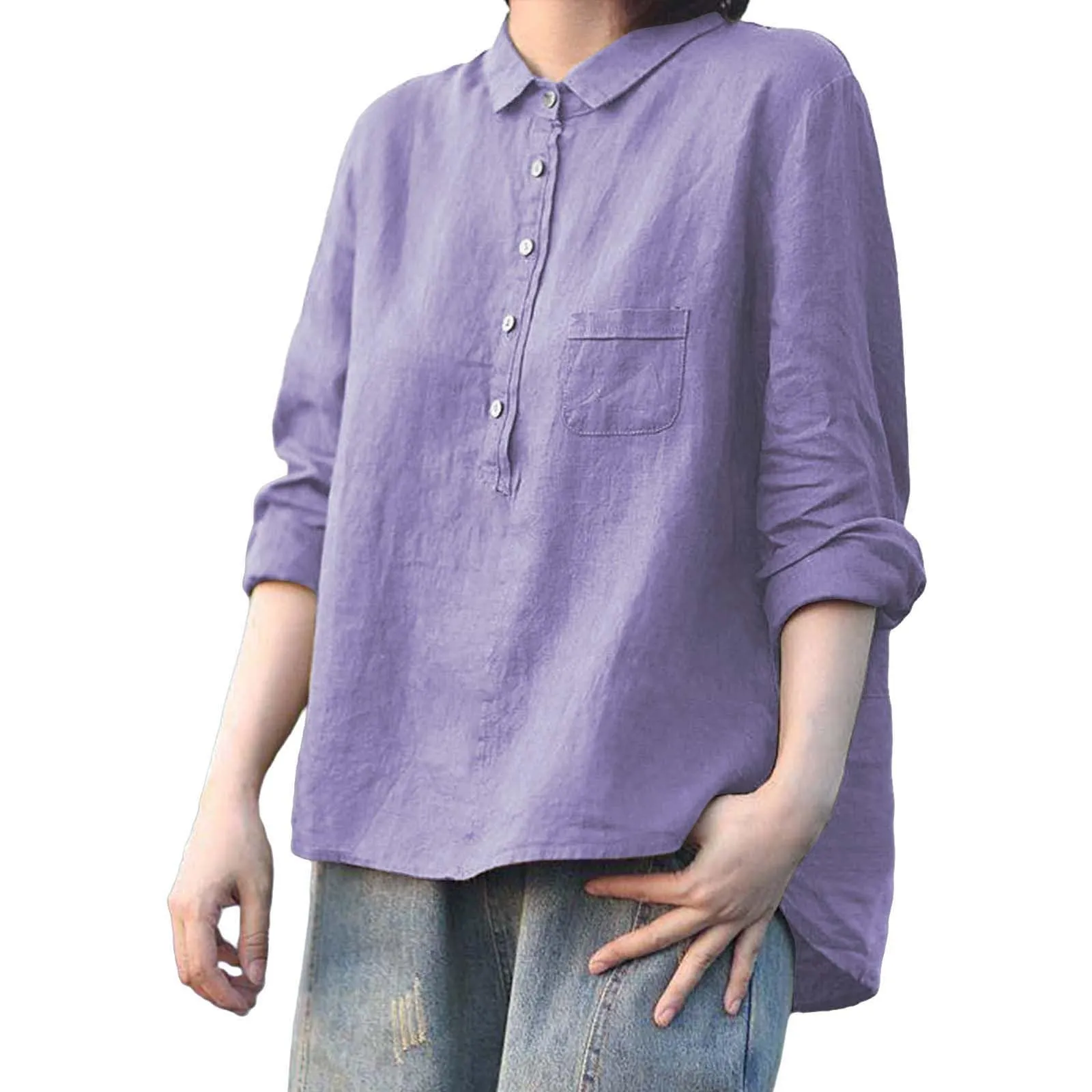 Cocila Blusa Donna Elegante in Cotone e Lino Oro Rosa - immagine 5