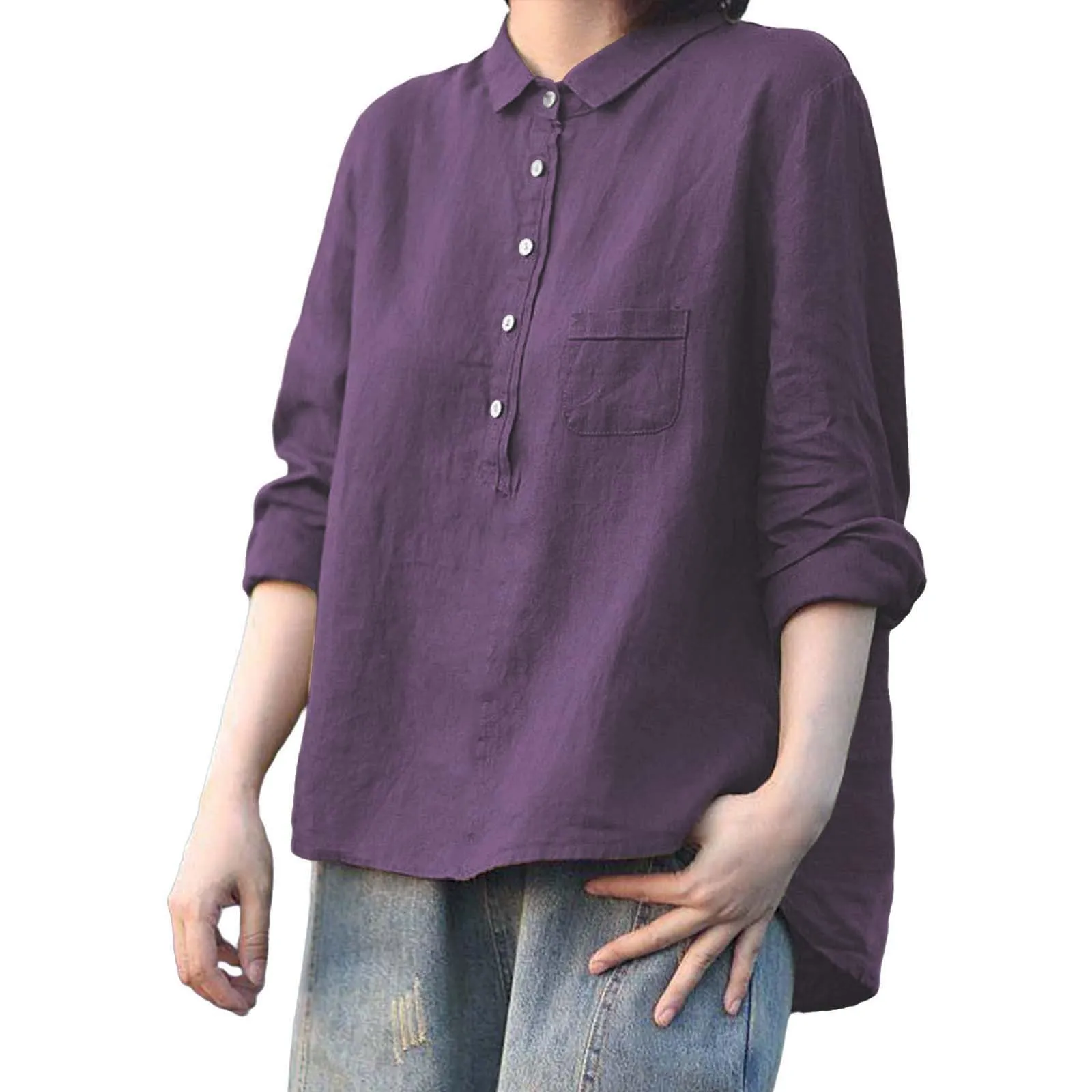 Cocila Camicette Bianca Donna Curvy 3XL Viola - immagine 5