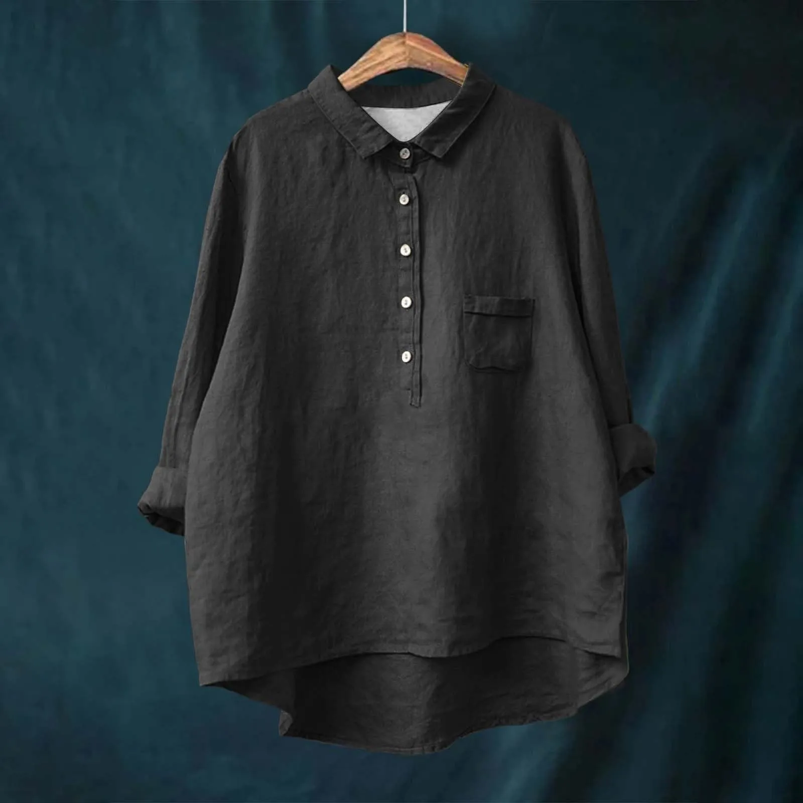 Cocila Camicia Donna Lino Estiva Elegante Taglie Forti Curvy - immagine 2