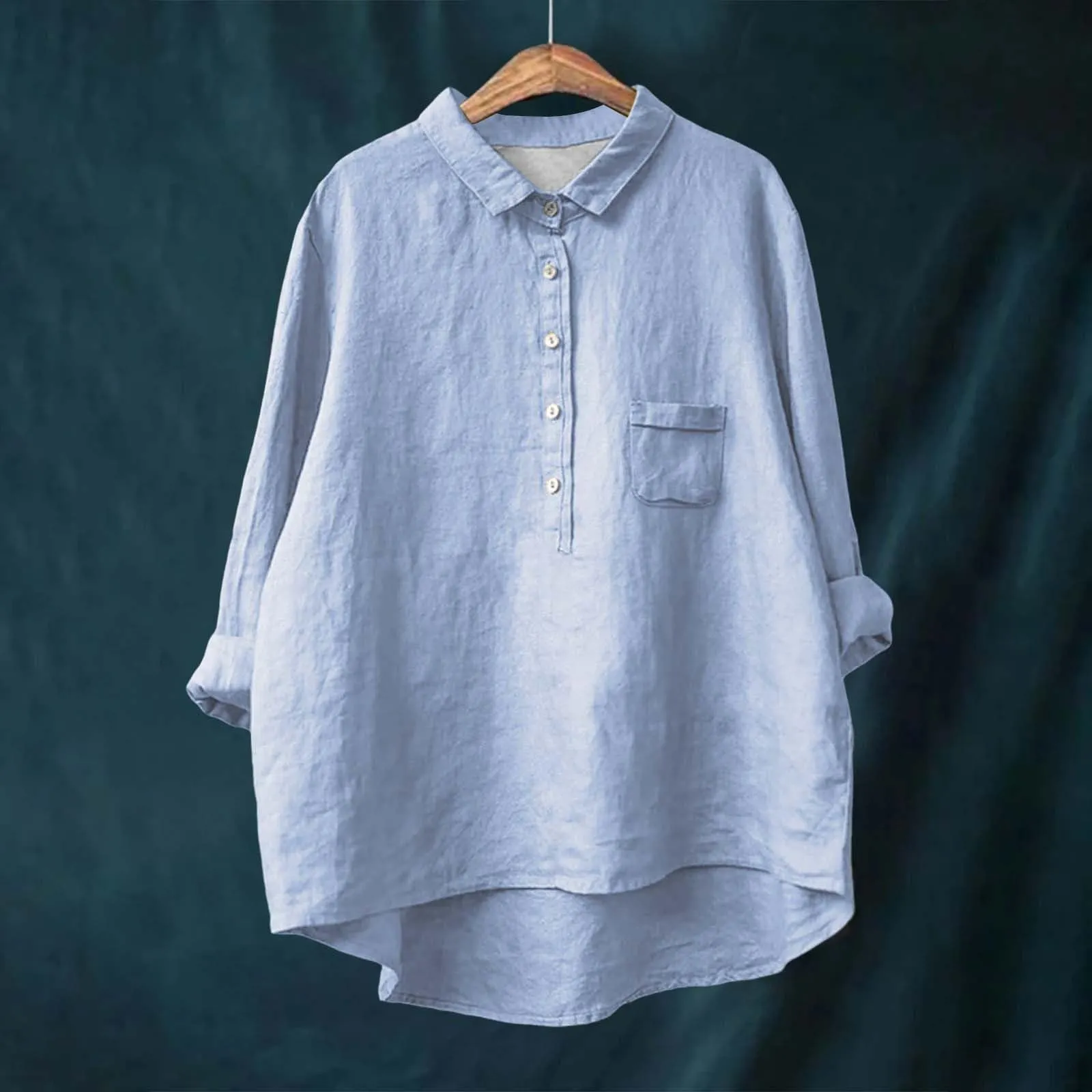 Cocila Blusa Donna in Cotone e Lino Elegante Curvy Cachi - immagine 2