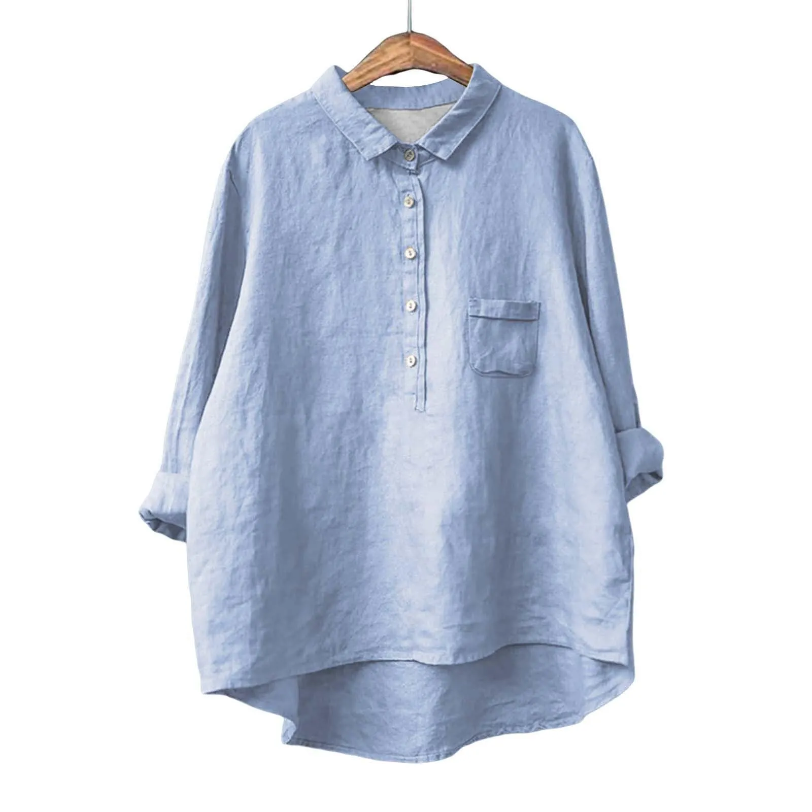 Cocila Blusa Donna in Cotone e Lino Elegante Curvy Cachi - immagine 4