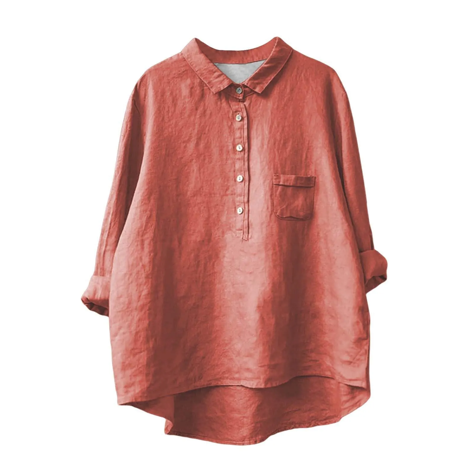 Cocila Donna Camicia in Cotone e Lino Arancia XL - immagine 1