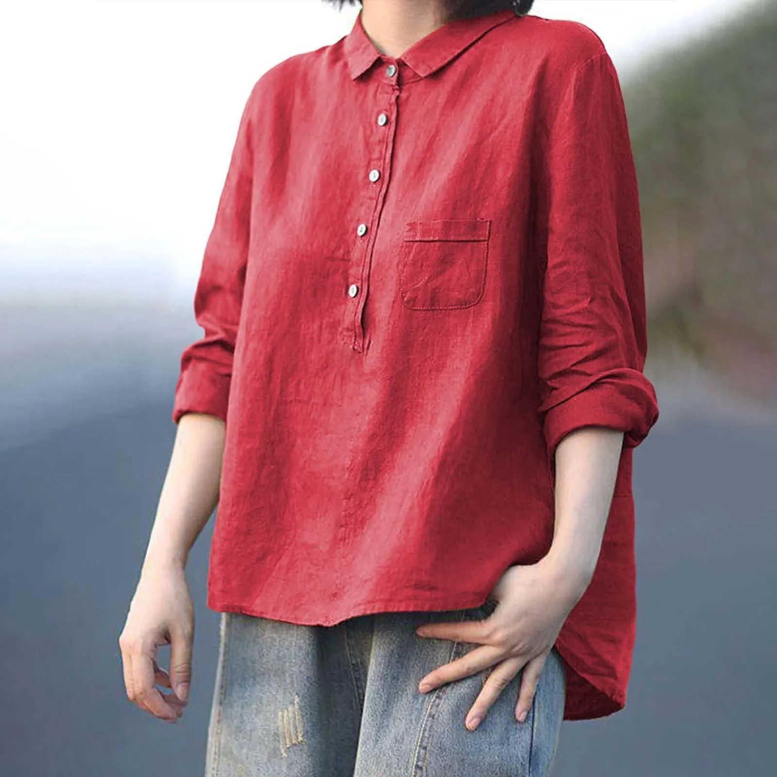 Cocila Blusa Elegante Day Prime Maglie Manica Lunga Donna Camicia Fantasia Manica a Sbuffo Bianca Corta Taglia e Cuci - immagine 4