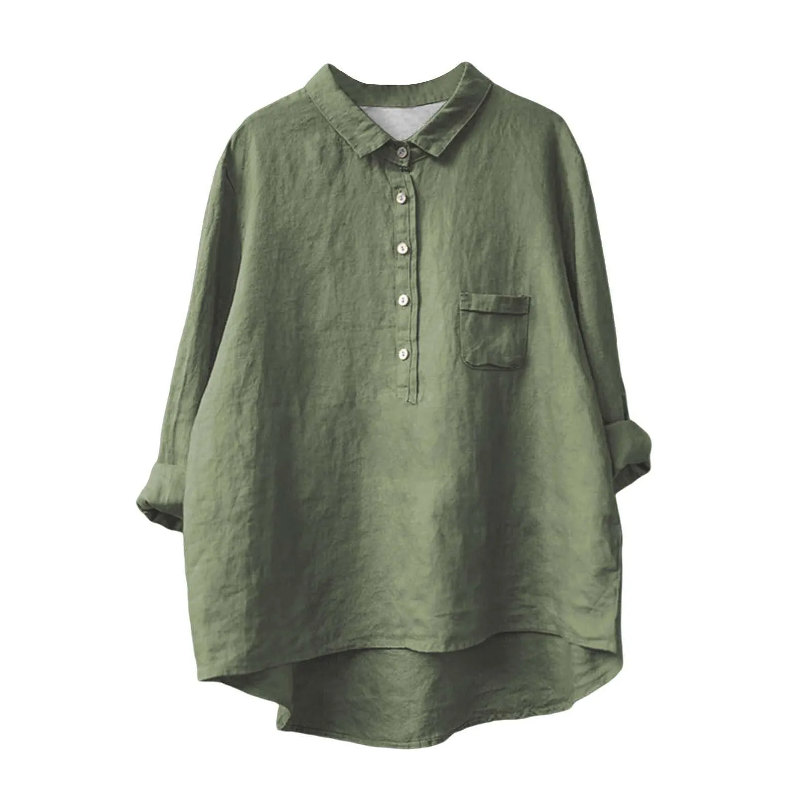Cocila Camicia Donna Elegante Manica Lunga in Seta Verde Taglia 3XL - immagine 1