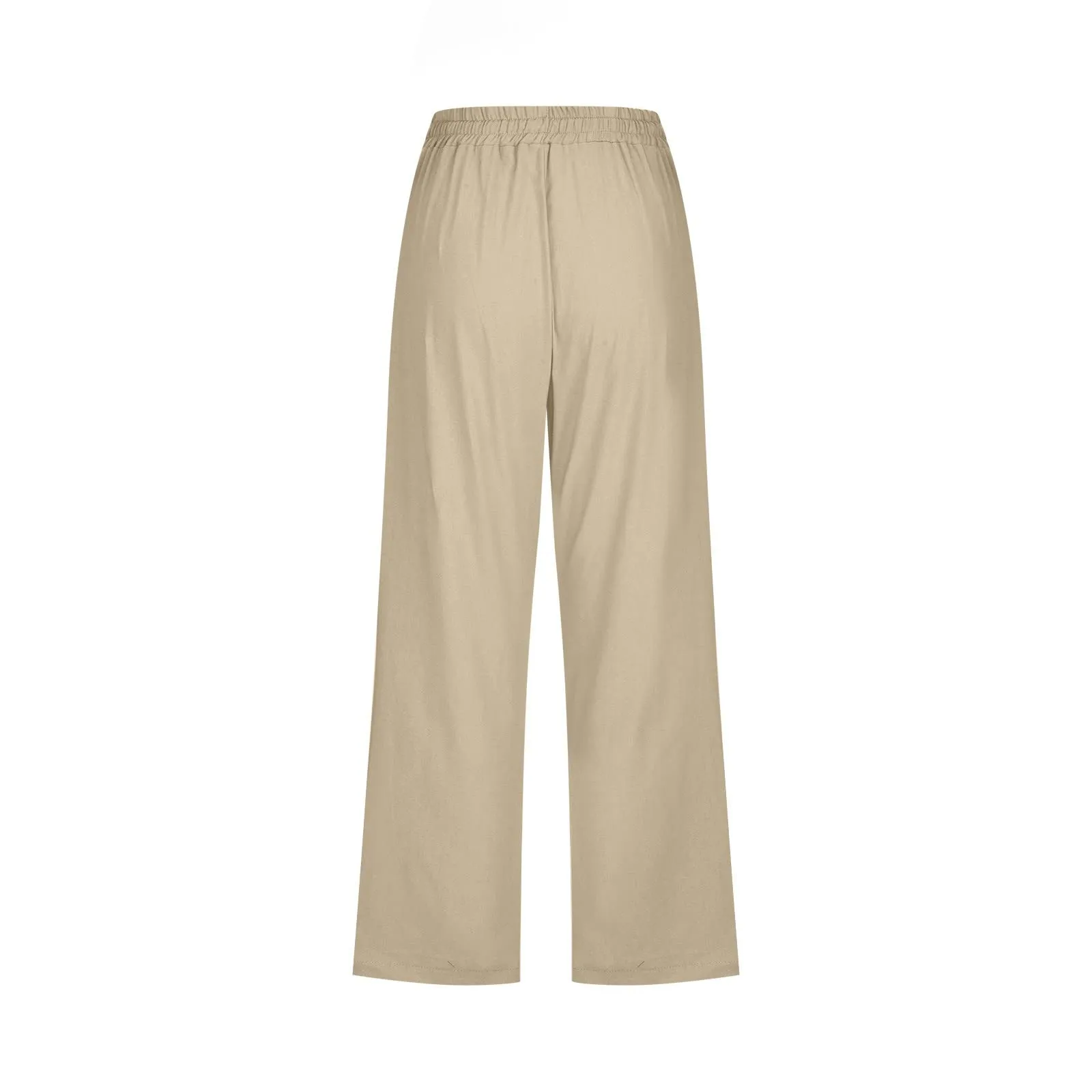Generico Pantaloni Capri in Lino e Cotone Donna, Vita Alta, Gamba Larga, Tinta Unita con Tasche - immagine 5