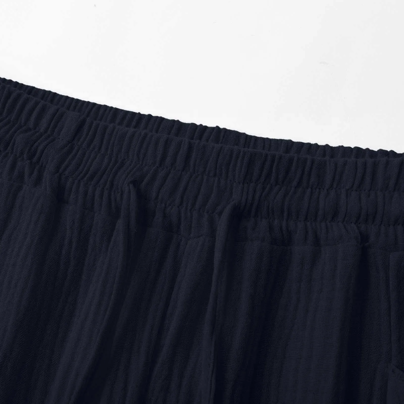 Generico Pantaloni Capri in Lino e Cotone Donna Vita Alta Larghi con Tasche - immagine 8