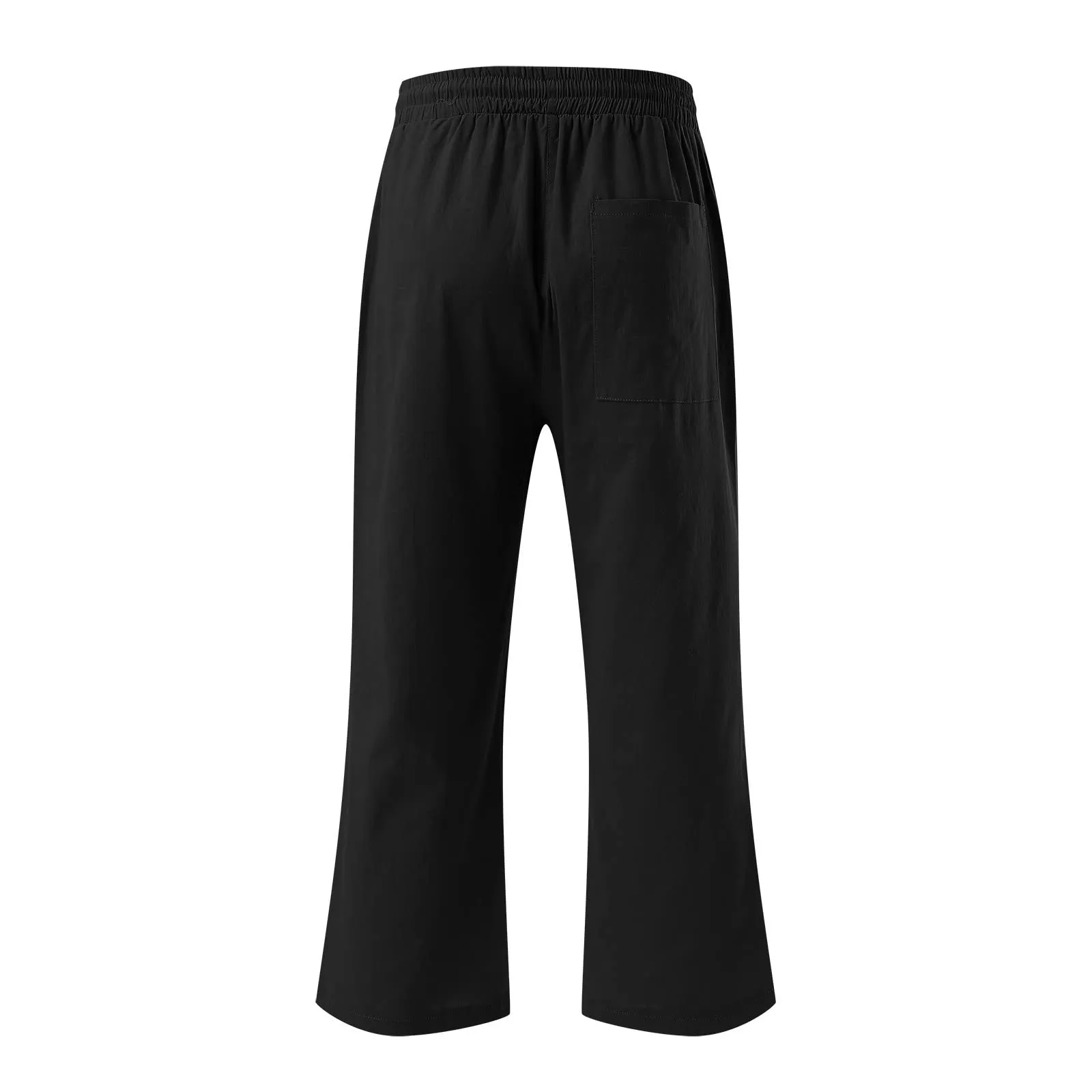 Generico Pantaloni Capri in Lino e Cotone per Donna, Vita Alta, Gamba Larga, Tinta Unita con Tasche - immagine 4