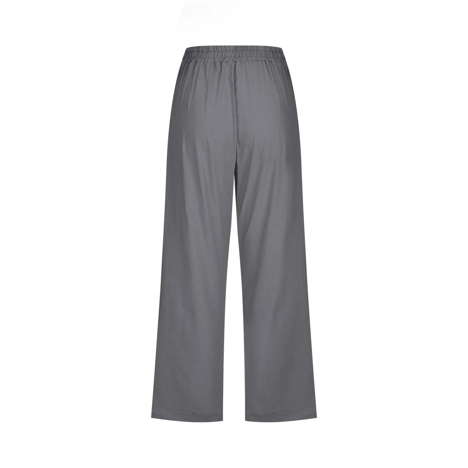Generico Pantaloni Capri in Lino e Cotone Donna, Vita Alta, Gamba Larga, Tinta Unita con Tasche - immagine 5
