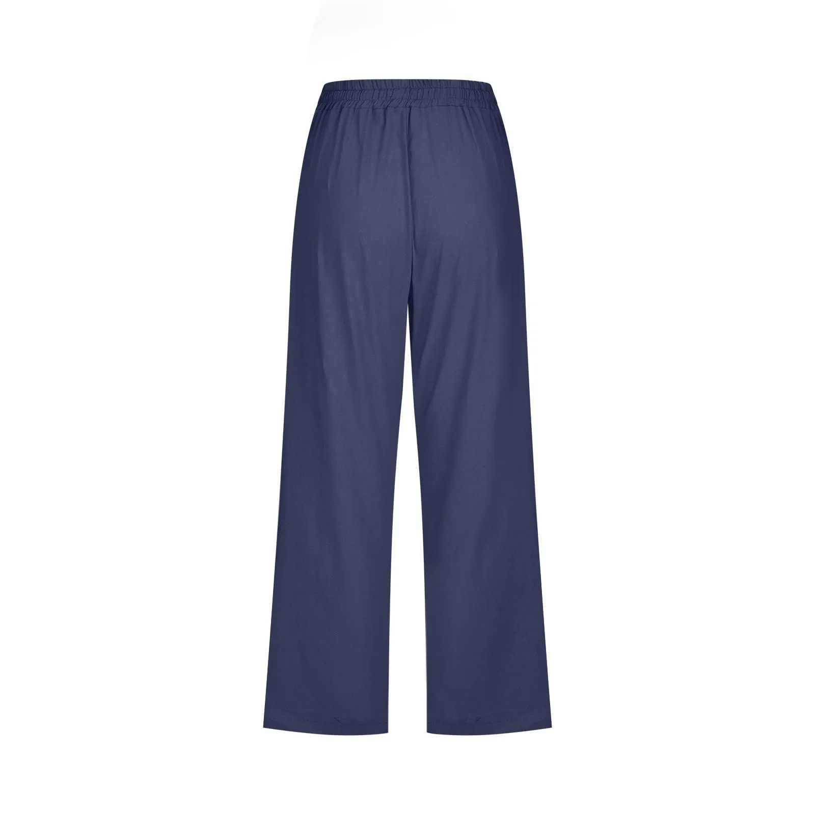 Generico Pantaloni Capri in Lino e Cotone Donna, Vita Alta Larghi con Coulisse e Tasche, Tinta Unita - immagine 5