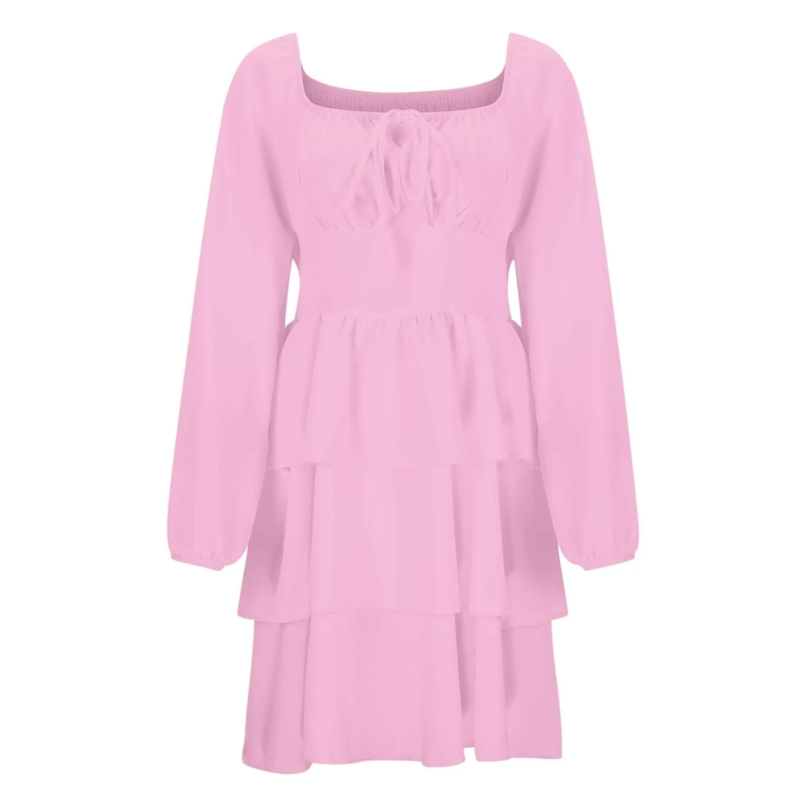 TOFOTL Vestito Casual Donna Monospalla Mini con Volant, Rosa, L - immagine 5