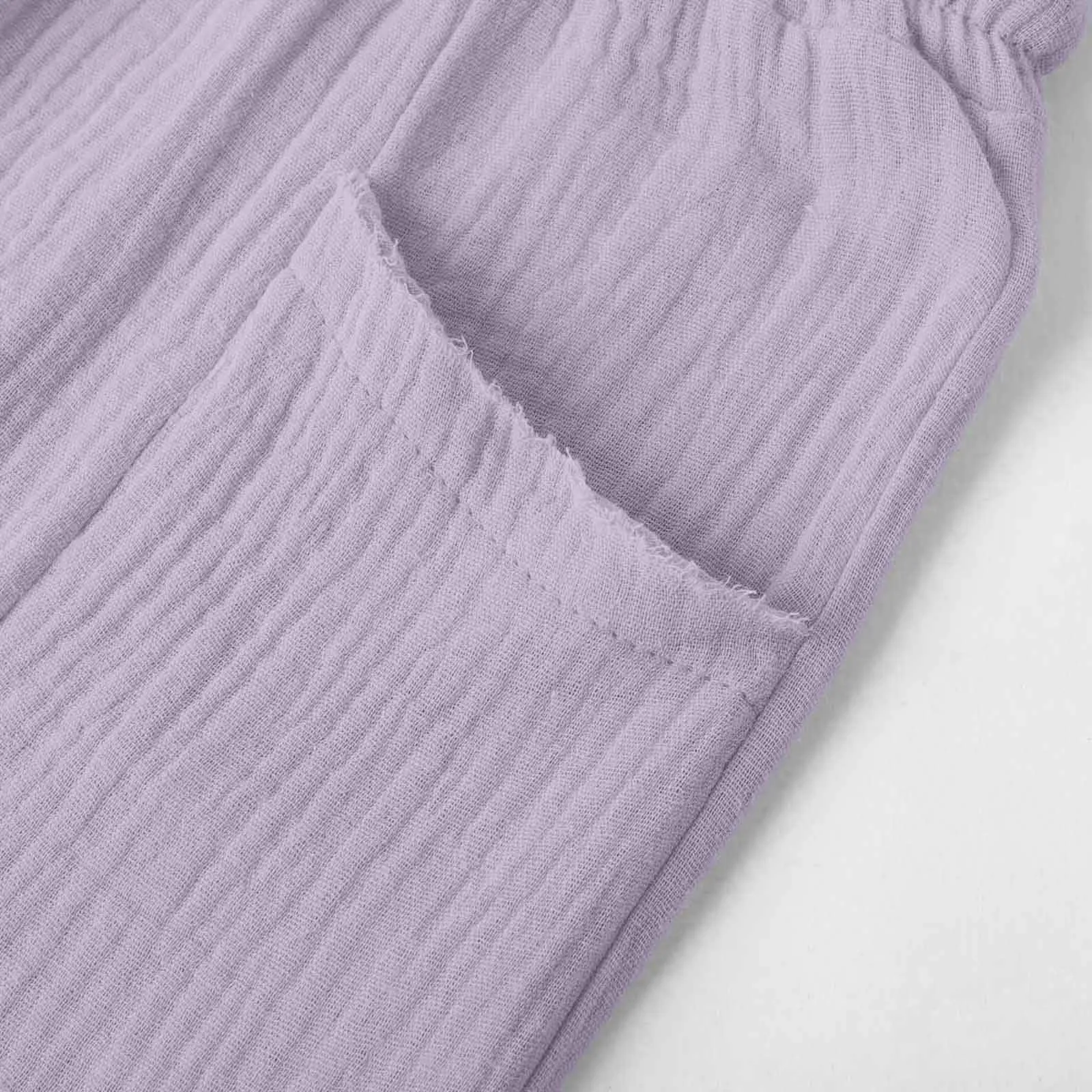 Generico Pantaloni Capri Donna in Lino e Cotone, Vita Alta, Gamba Larga, Tinta Unita con Tasche - immagine 6