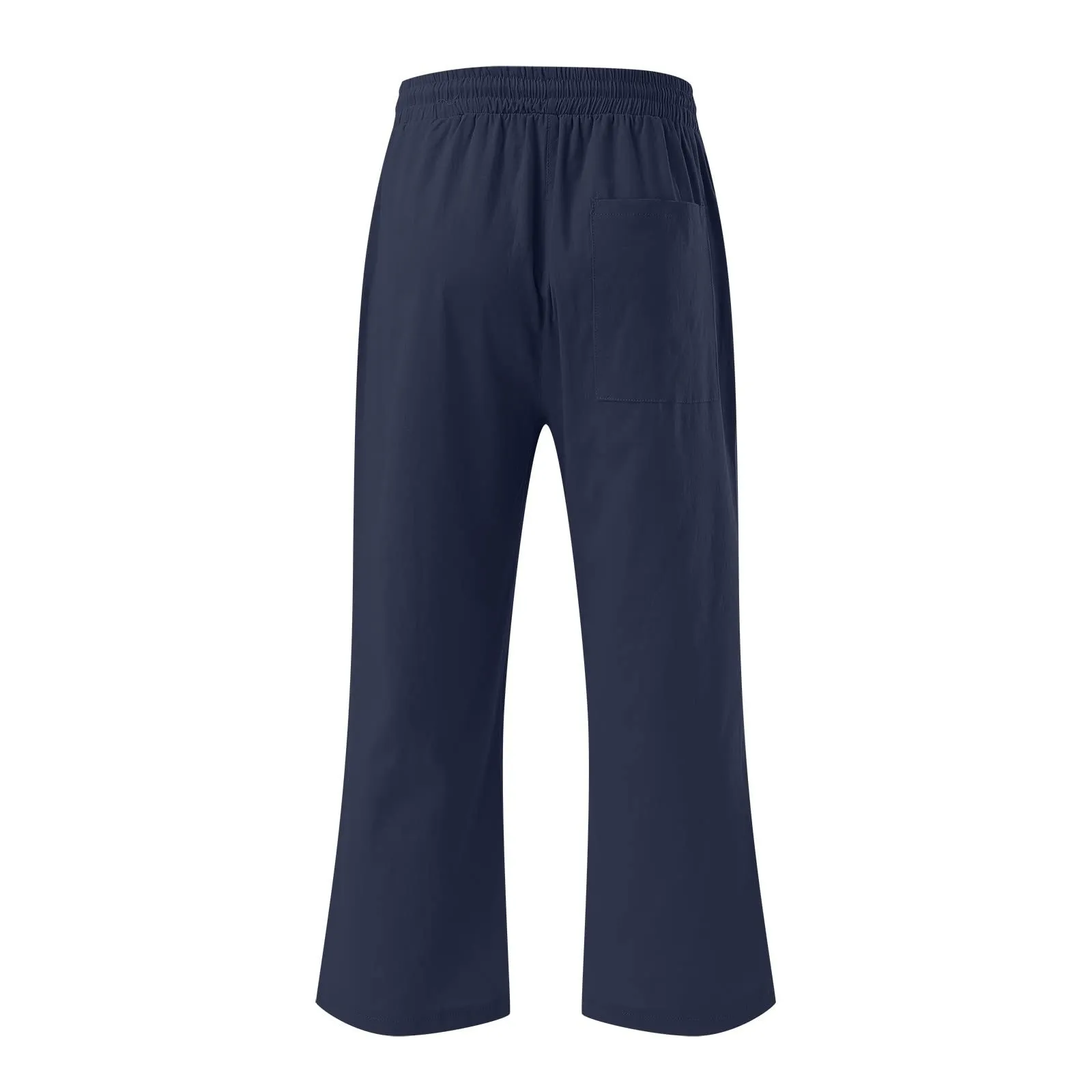 Generico Pantaloni Capri in Lino e Cotone Donna, Vita Alta, Gamba Larga, Tinta Unita - immagine 5