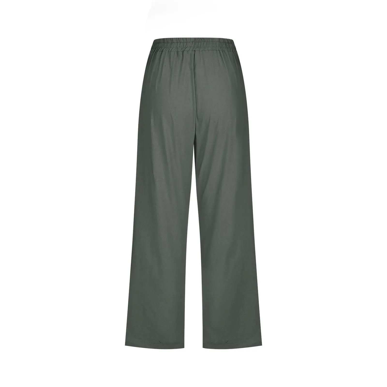 Generico Pantaloni Capri in Lino e Cotone Donna, Vita Alta, Gamba Larga, Tinta Unita con Tasche - immagine 4