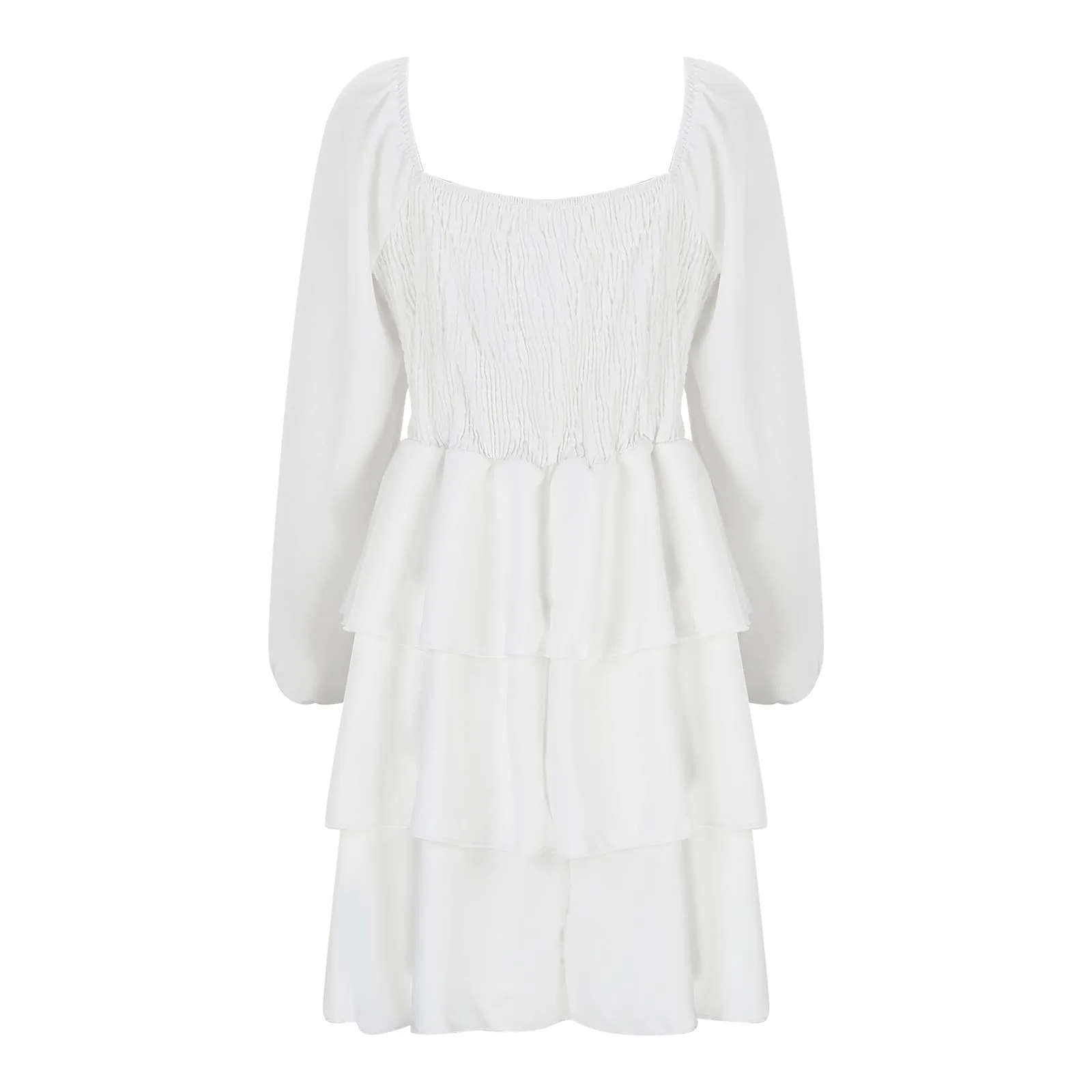 TOFOTL Abito Casual Monospalla Corto a Vita Alta con Volant Linea Svasata Bianco XXL - immagine 6