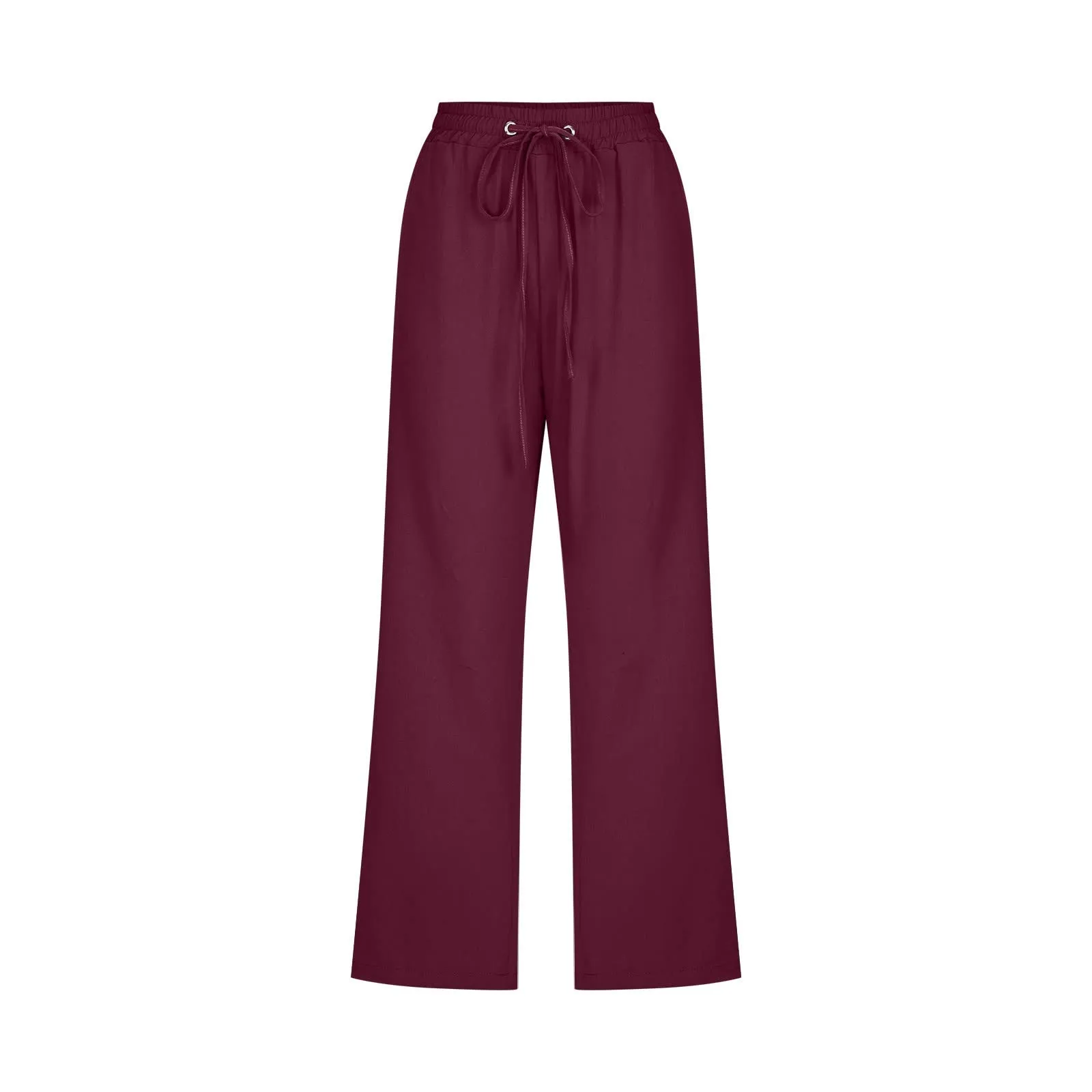 Generico Pantaloni Capri in Lino e Cotone Donna, Vita Alta Larghi con Coulisse e Tasche, Tinta Unita - immagine 4