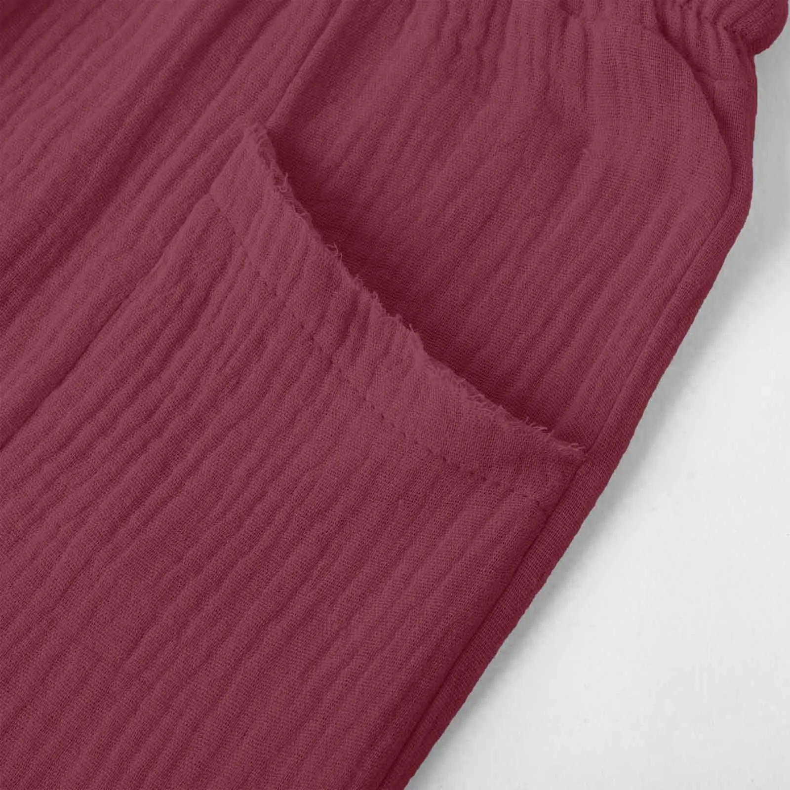 Generico Pantaloni Capri in Lino e Cotone Donna, Vita Alta, Gamba Larga, Tinta Unita con Tasche - immagine 7