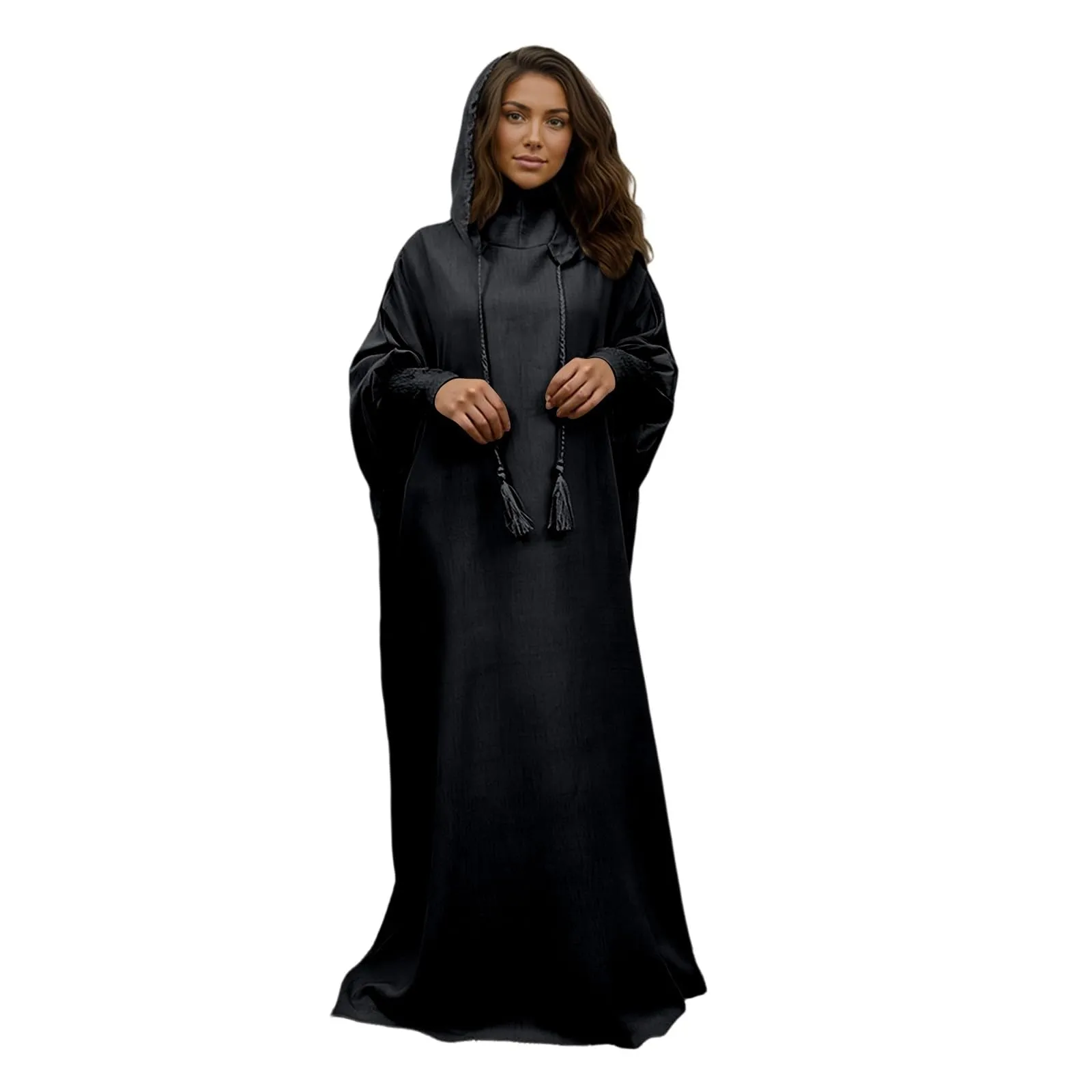 Generisch Abito da preghiera da donna Hijab Abaya Jilbab Islamico, Nero, S - immagine 1