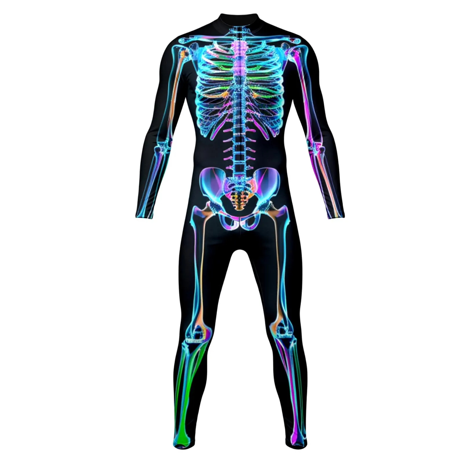 Vhersily Tuta da Donna Scheletro di Halloween Leggings Slim Fit Costume Cosplay 3D - immagine 4
