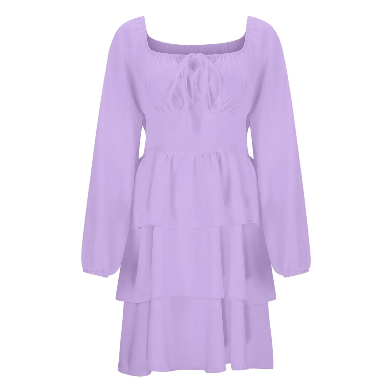 TOFOTL Vestito Donna Estivo Monospalla con Volant a Linea Svasata, Viola, XXL - immagine 5