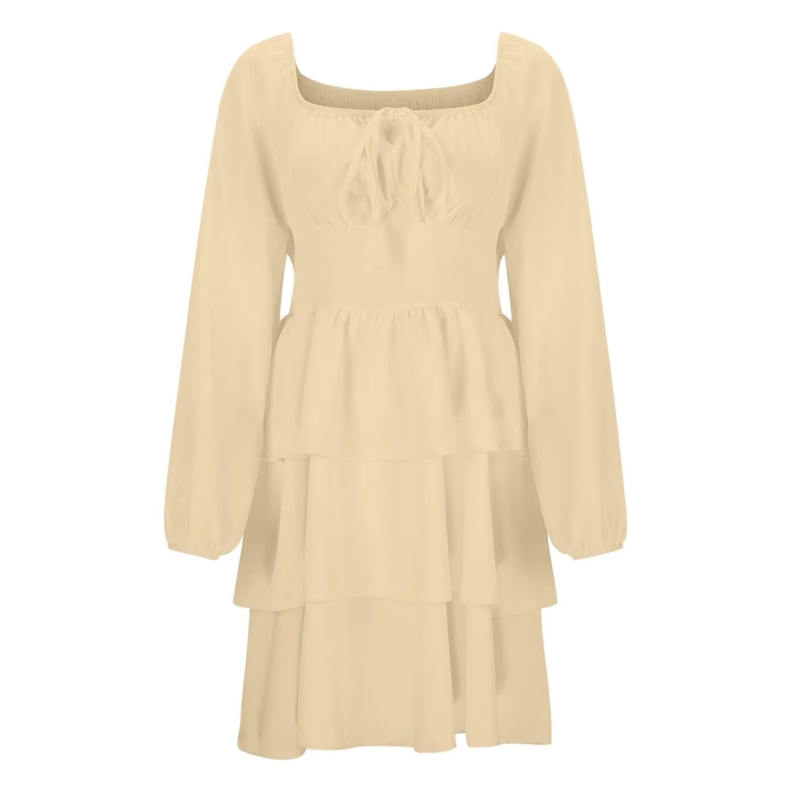 TOFOTL Vestito Donna Monospalla a Linea Svasata con Volant Giallo XL - immagine 5