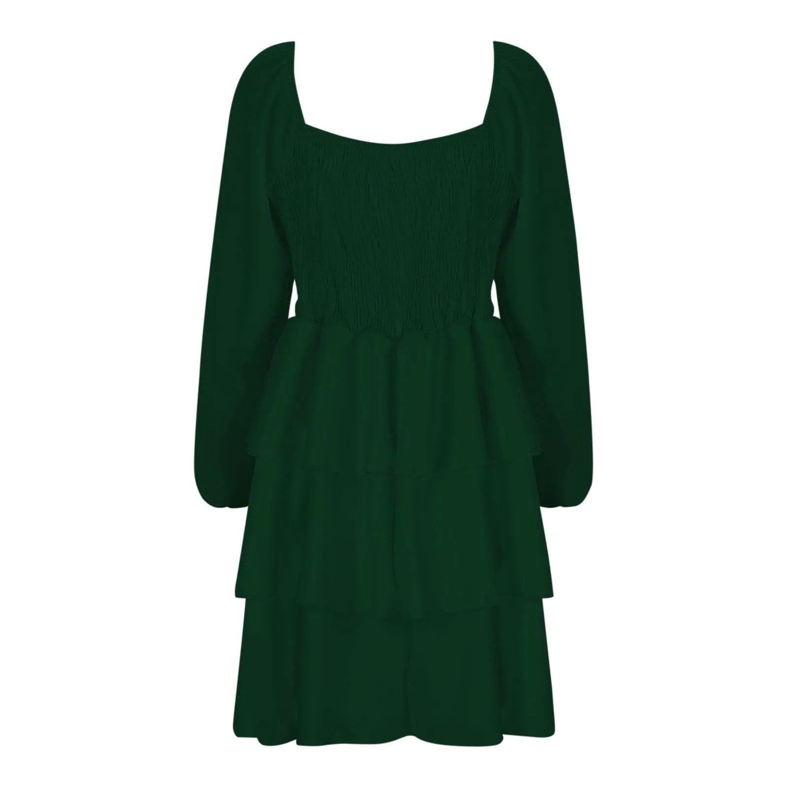 TOFOTL Vestito Donna Mini a Linea Svasata Monospalla con Volant Verde S - immagine 6