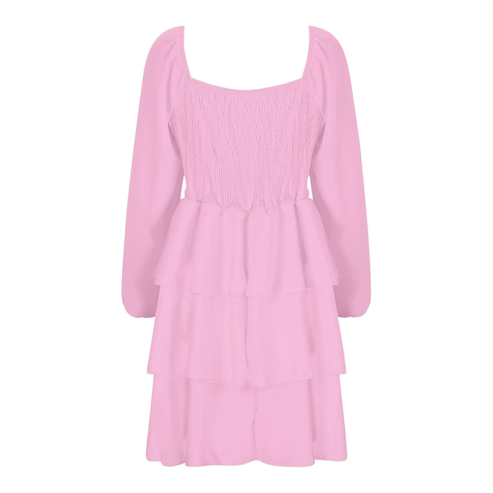 TOFOTL Abito Cerimonia Donna Curvy Monospalla con Volant Vita Alta Mini Linea Svasata Rosa XXL - immagine 6