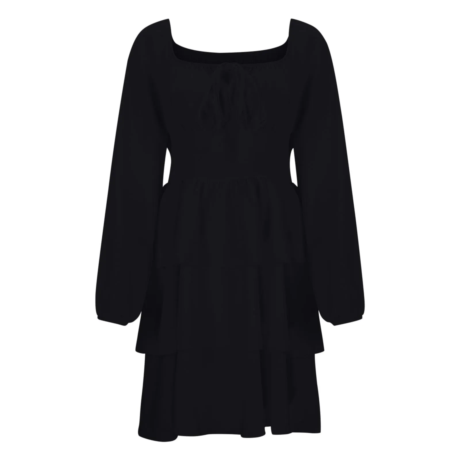 TOFOTL Abito Cocktail Donna Monospalla con Volant e Manica Lunga, Linea Svasata, Nero, XL - immagine 5