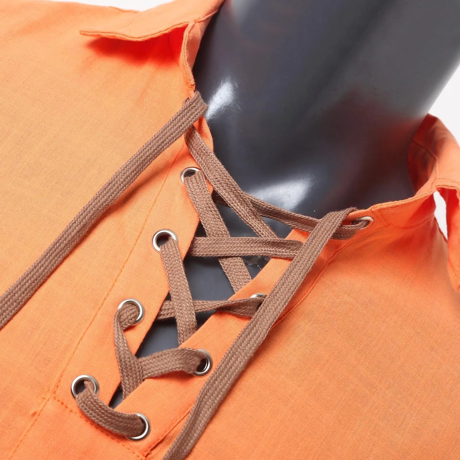 Duohropke Camicia in lino da uomo a maniche lunghe, tinta unita, 01 rosso - immagine 7